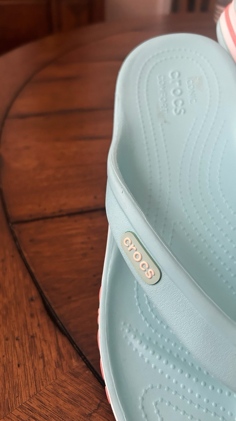 Crocs Ice Blue/ Melon Bayaband Flip Flops Men’s 9 Women’s Size 11