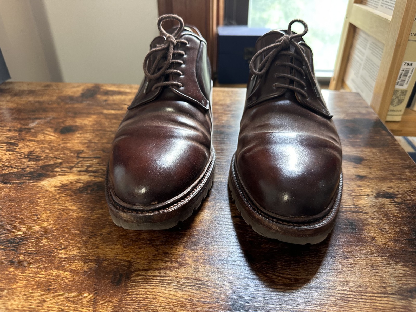 Meermin Derby Dress Shoe Heritage Shell Cordovan Brown – Rubber Sole – 7.5 UK