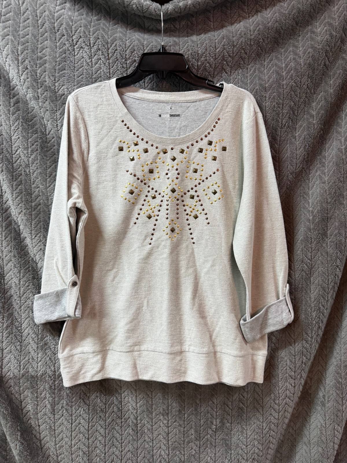 Style & Co Sport The Essential Sweatshirt, Size L, Light Gray Cotton
