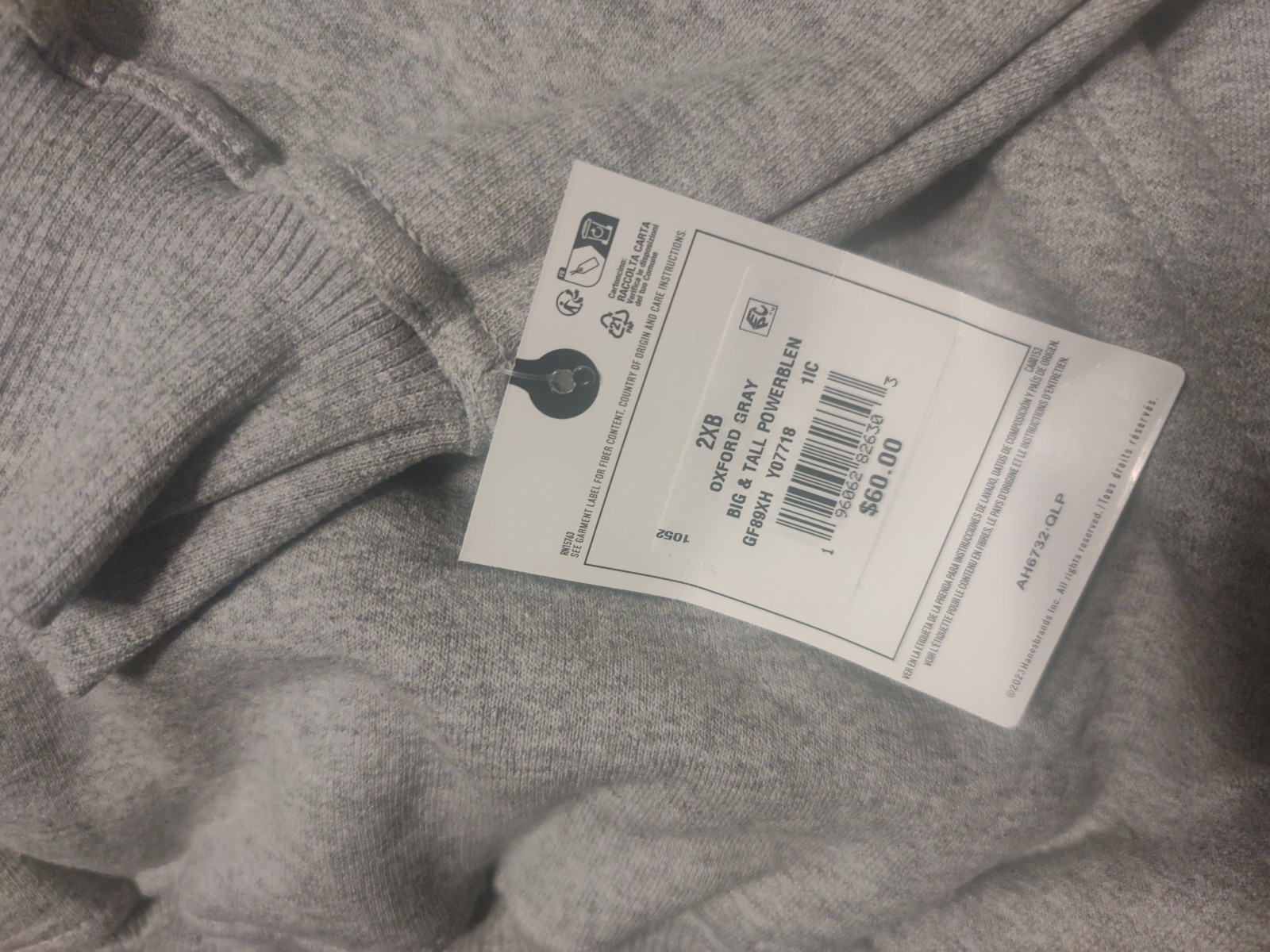 Champion Men’s Fleece Big and Tall Logo Pullover Hoodie – Oxford Gray 2XB