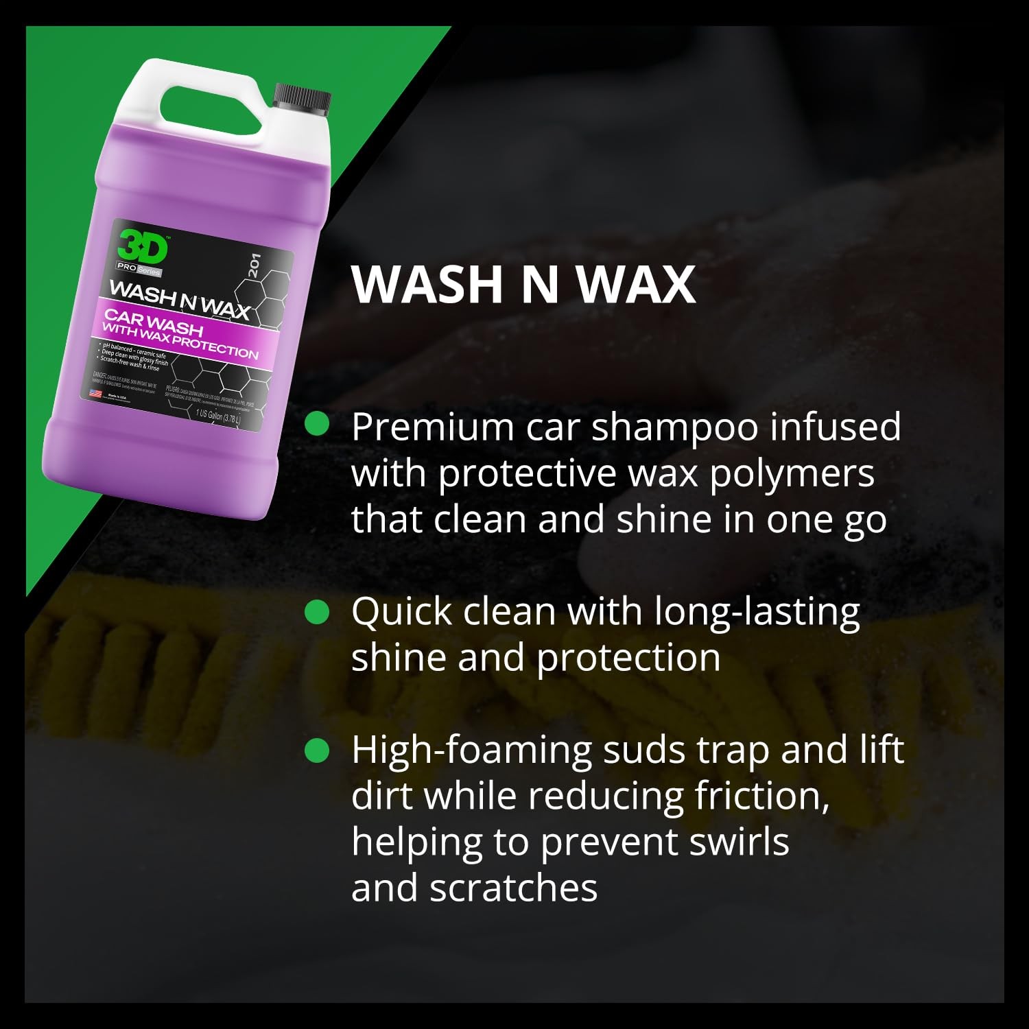 3D N Wax Car – Ph Balanced Easy Rinse Scratch Wax – 1 Gallon 201G01