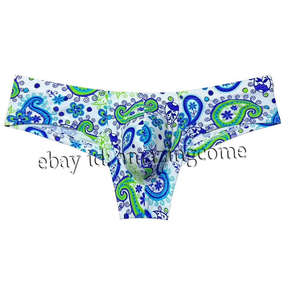Men Printed Brazilian Bikini Underwear Enhance Bulge Pouch Mini Boxer Briefs