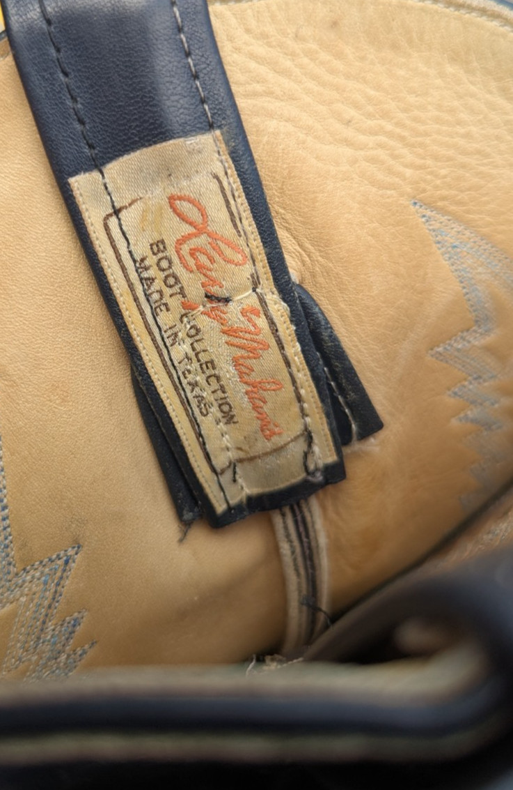 1970’s Larry Mahan Womens 9B deep Blue Tall 14.5″ High Cowgirl Boots Made in TX