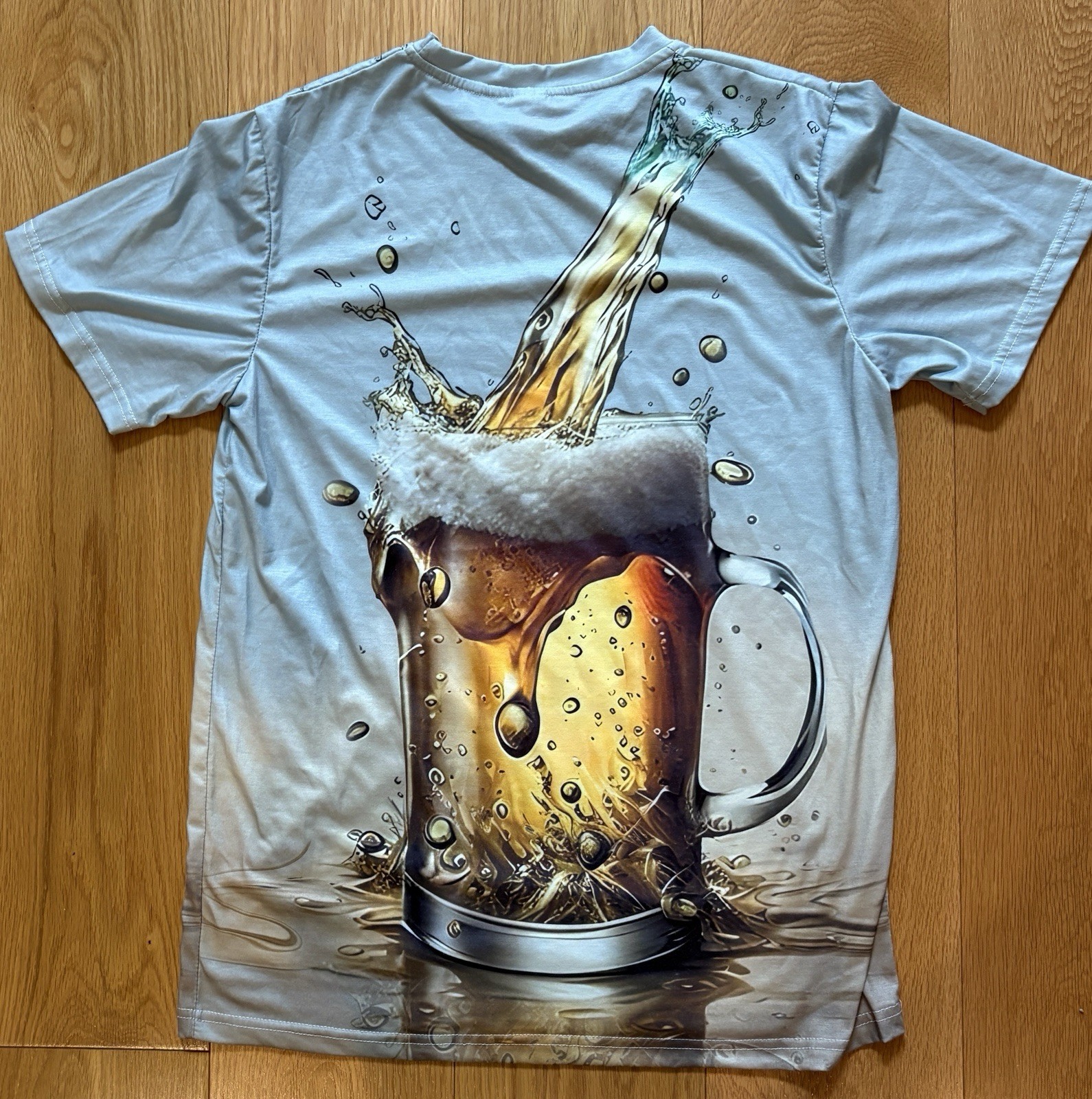 Soft Cotton/Polyester Blend BEER MUG T-Shirt Mens M Graphic All Over Print