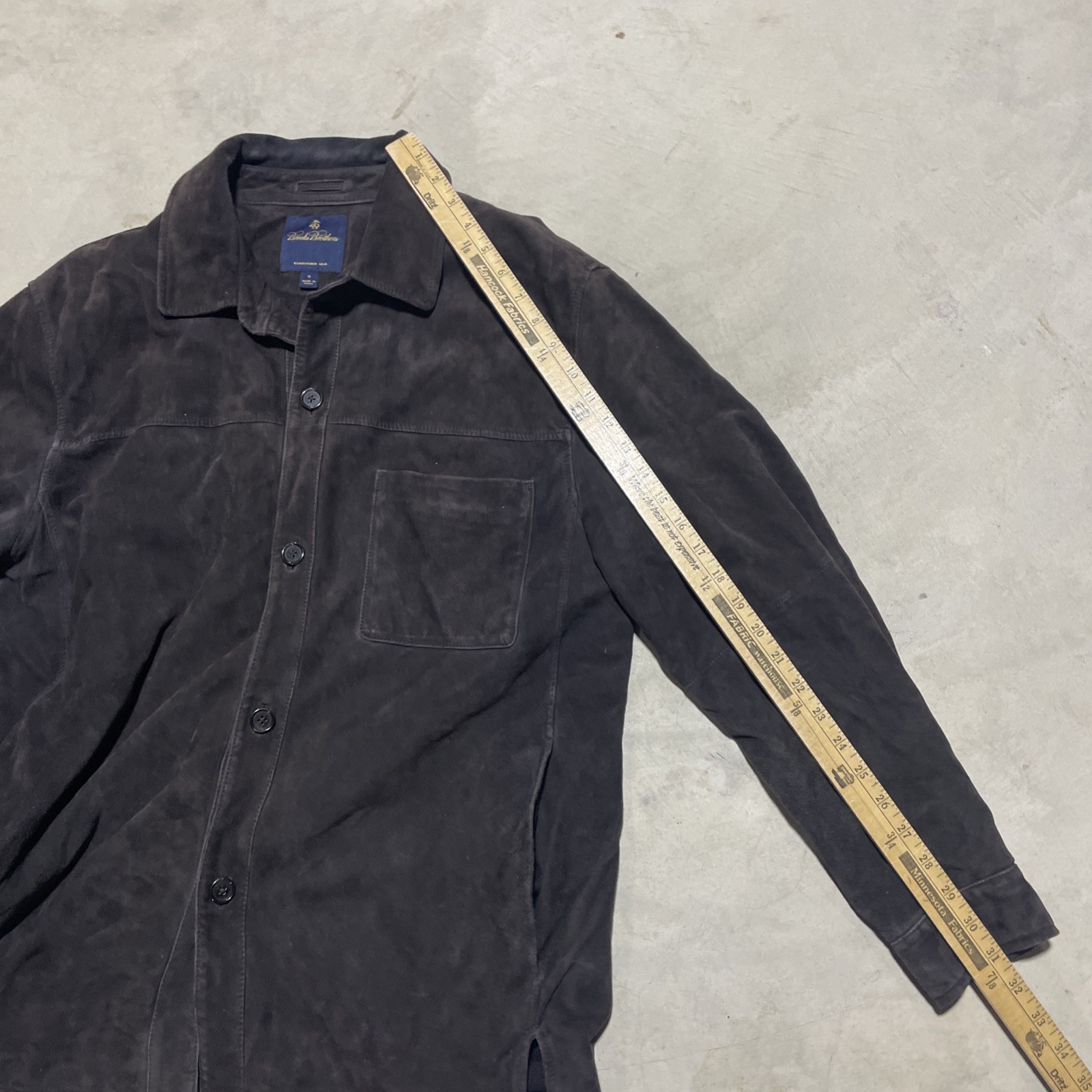 Brooks Brothers Suede Leather Jacket Men’s SZ Medium Brown Button Up Barn Coat