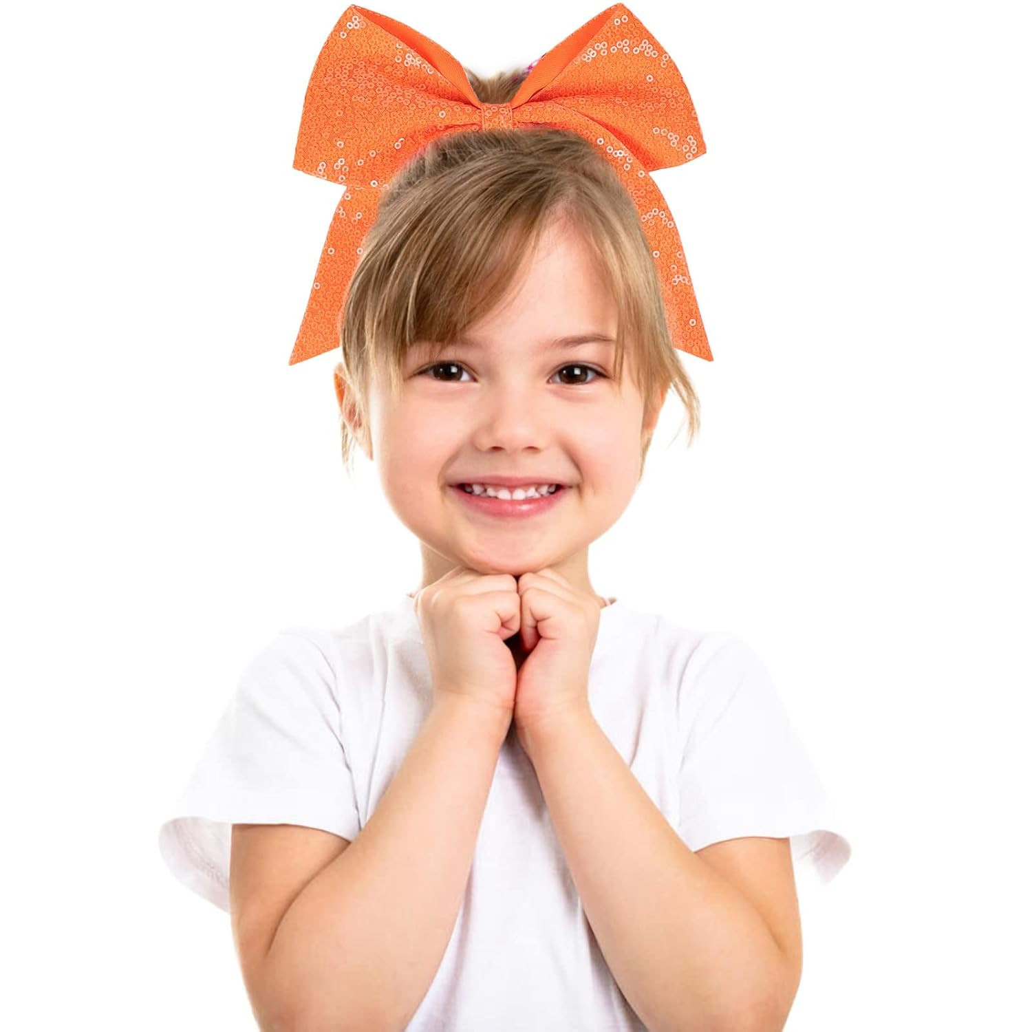 1 Pcs 8″ Large Sequin Cheer Bows Clips, Cheerleading Glitter Hair Bow with Allig