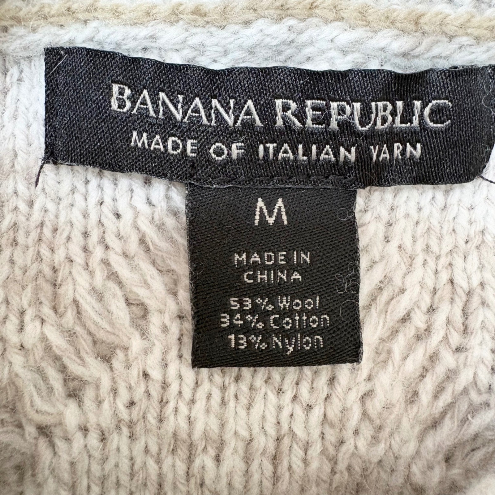 Banana Republic Cable Knit Wool Blend Sweater Women M Gray