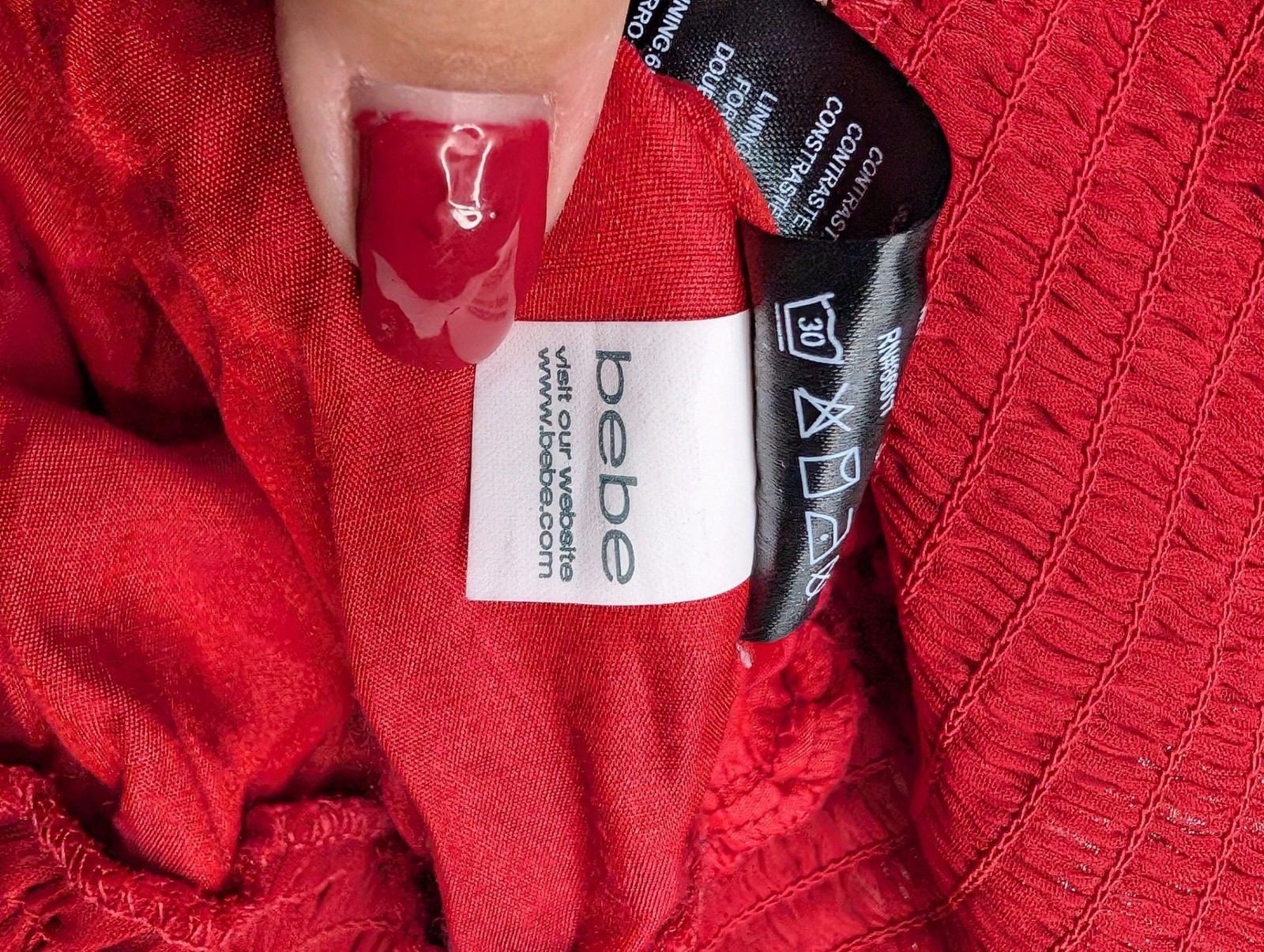 2b bebe Red Smocked Strapless Tube Top