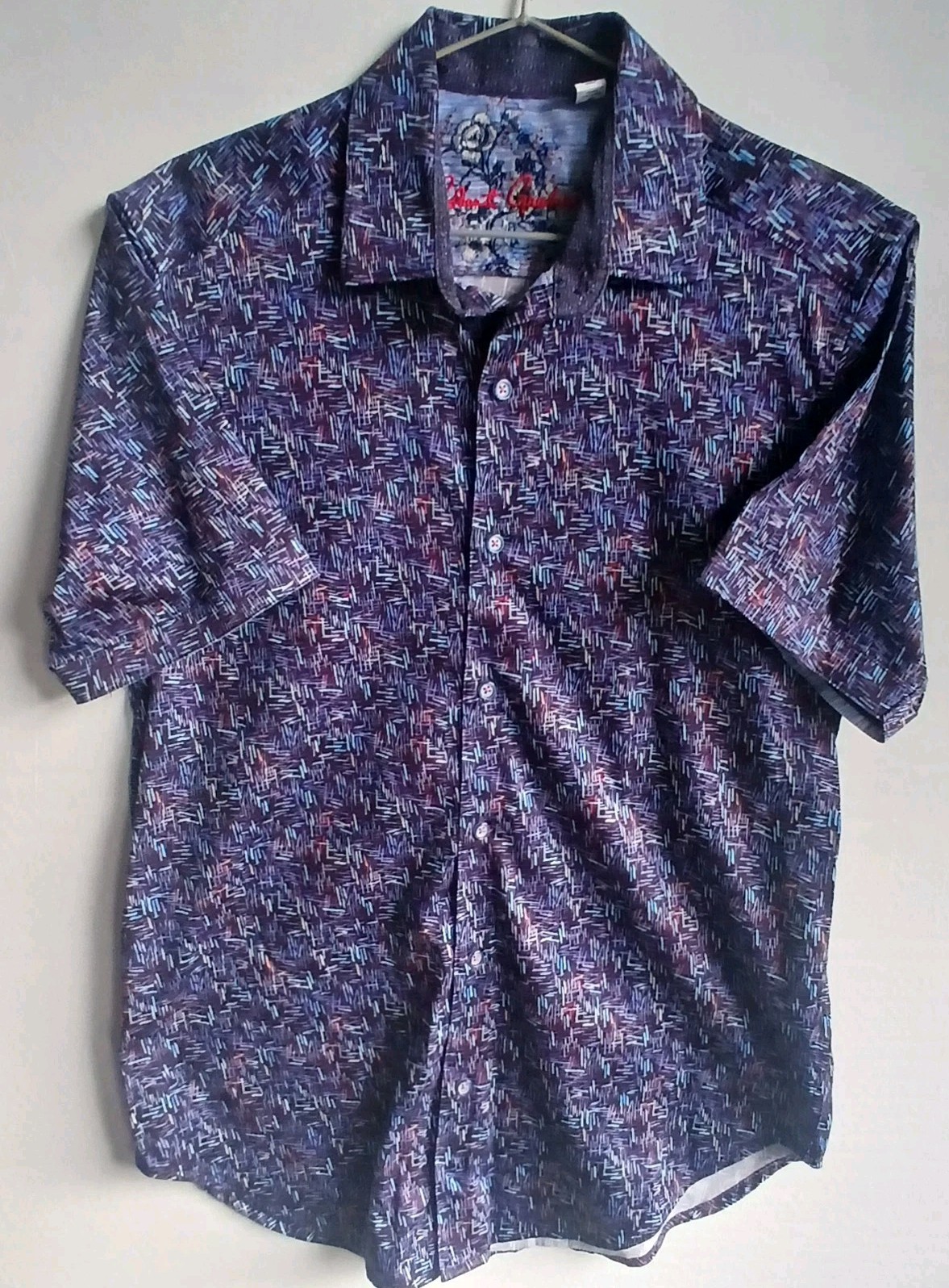 robert graham mens sz small s/sleeve shirt abstract cotton