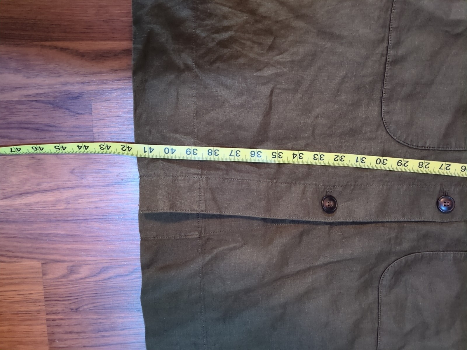 Madewell 100% Linen Medium Olive Green Long Jacket Duster Coat Lagenlook Trench