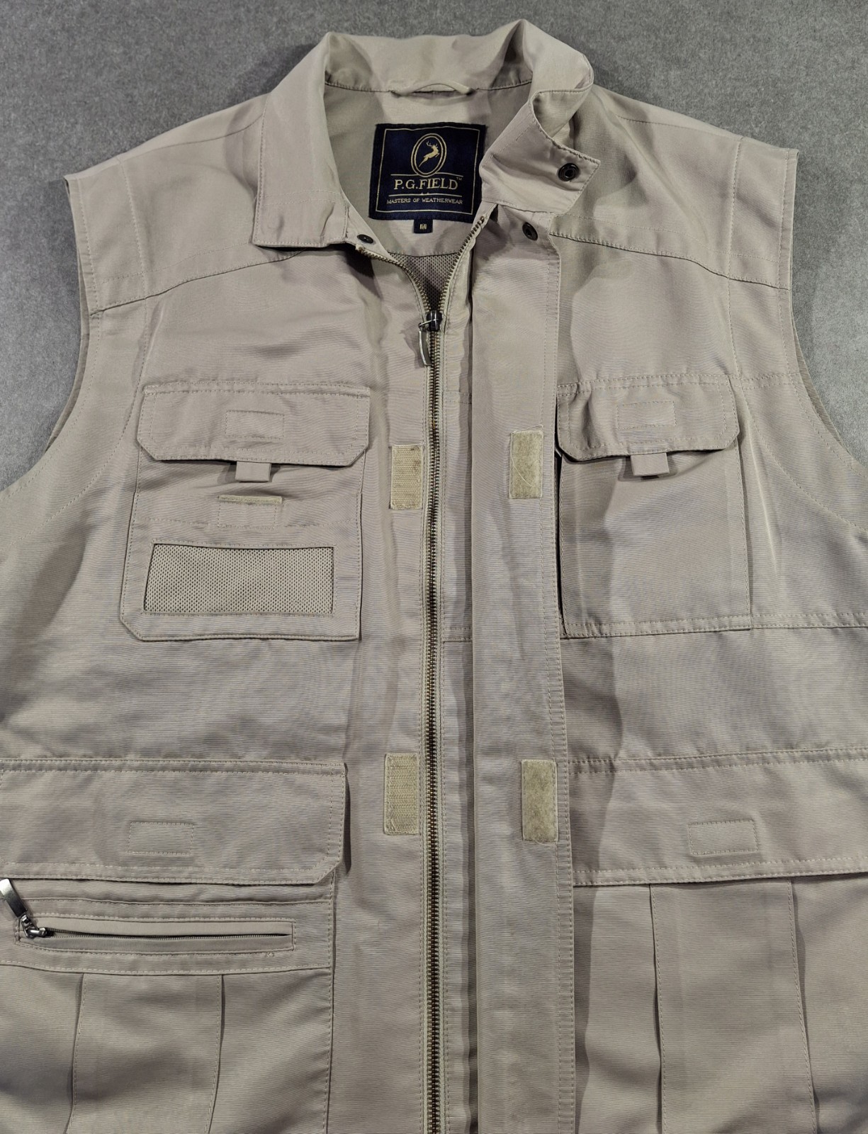 PG Field Mens Black Beige Weatherwear Gilet Bodywarmer M Medium Outdoor Full Zip