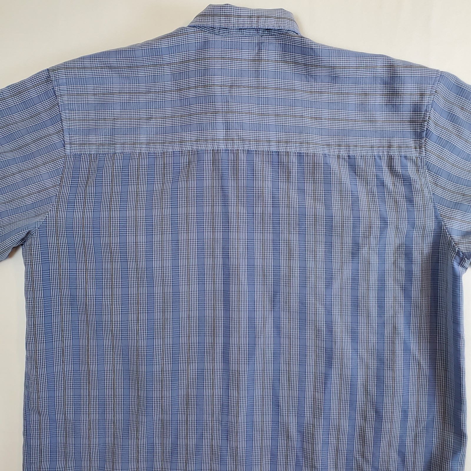 Pineapple Connection Blue Plaid Polyester Small Button-Up Casual Beach Shirt Top