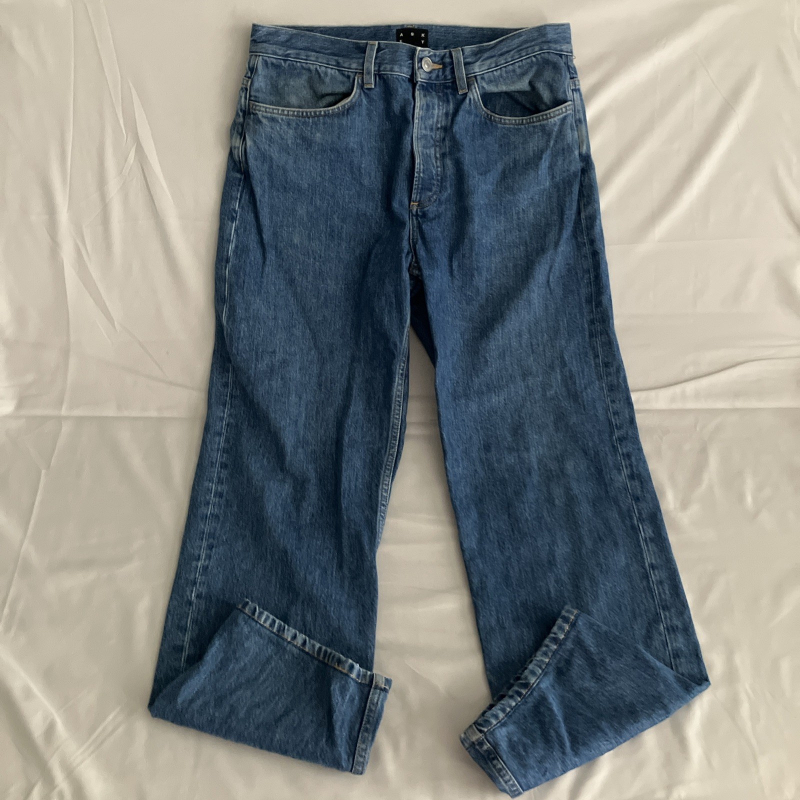 Asket Jeans Mens 31×30 The Loose Straight Leg Blue Wash Denim Made in Italy