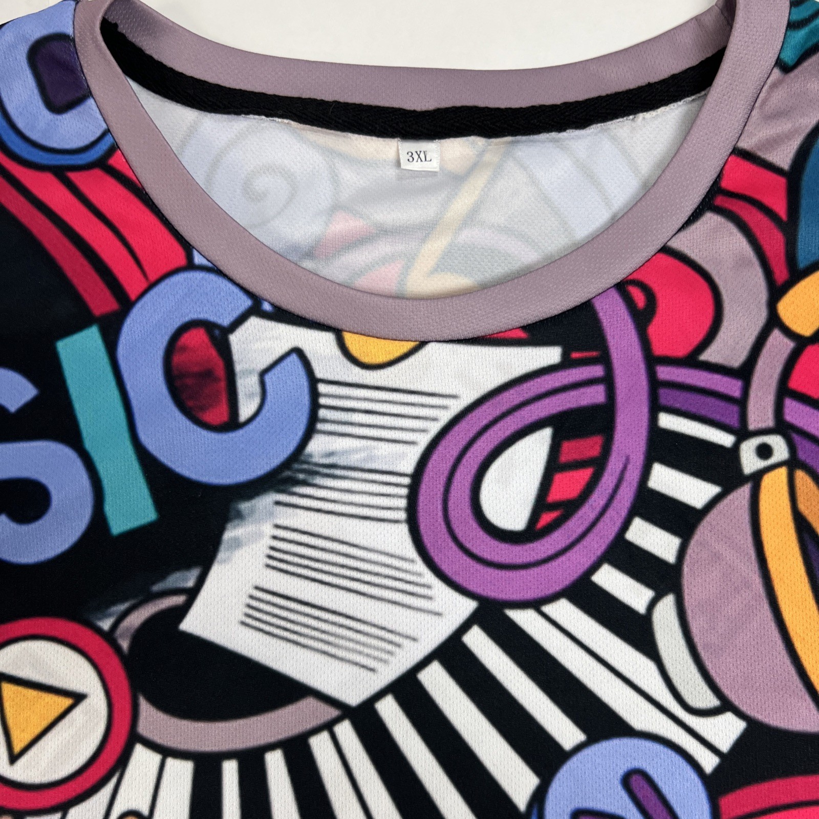Vintage 3/2XL Psychedelic Music Crazy Print Shirt Multicolor Stretchy