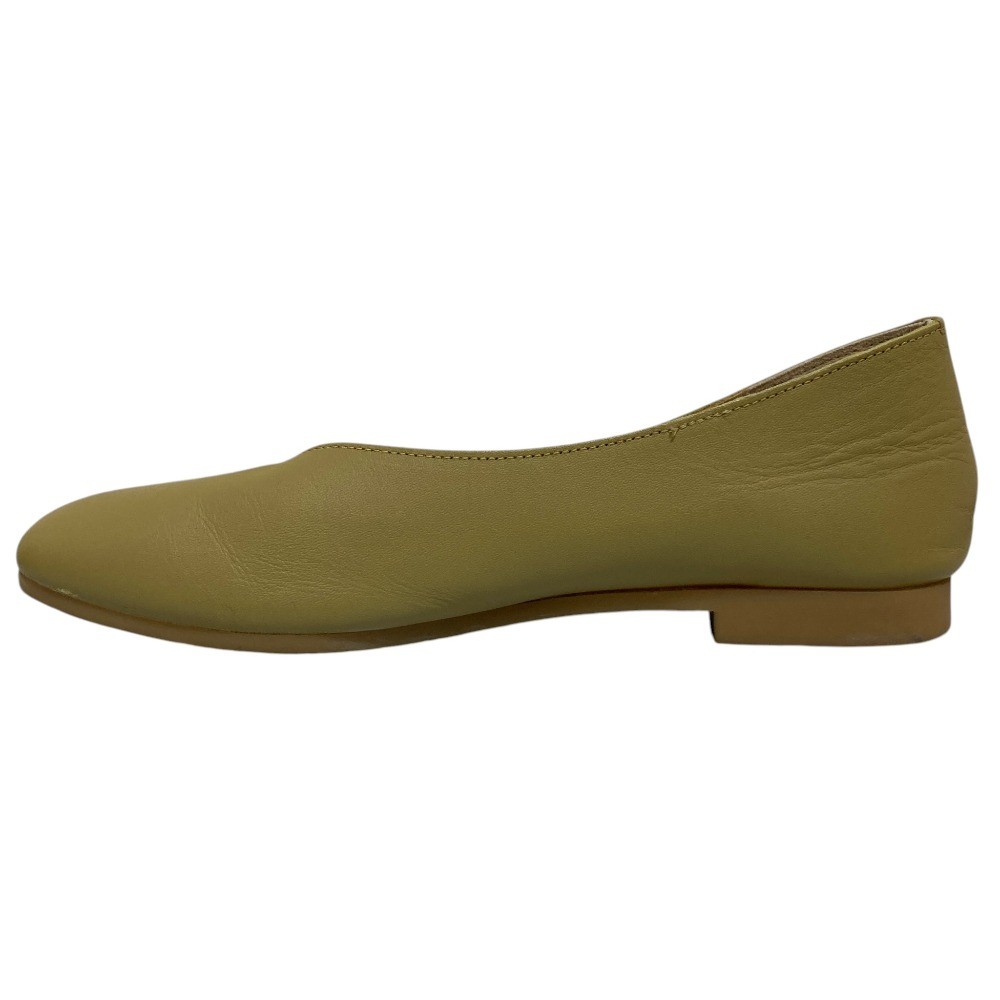 Recipe V-cut square soft leather flat shoes, 9.1″” in yellow-green. Women USED