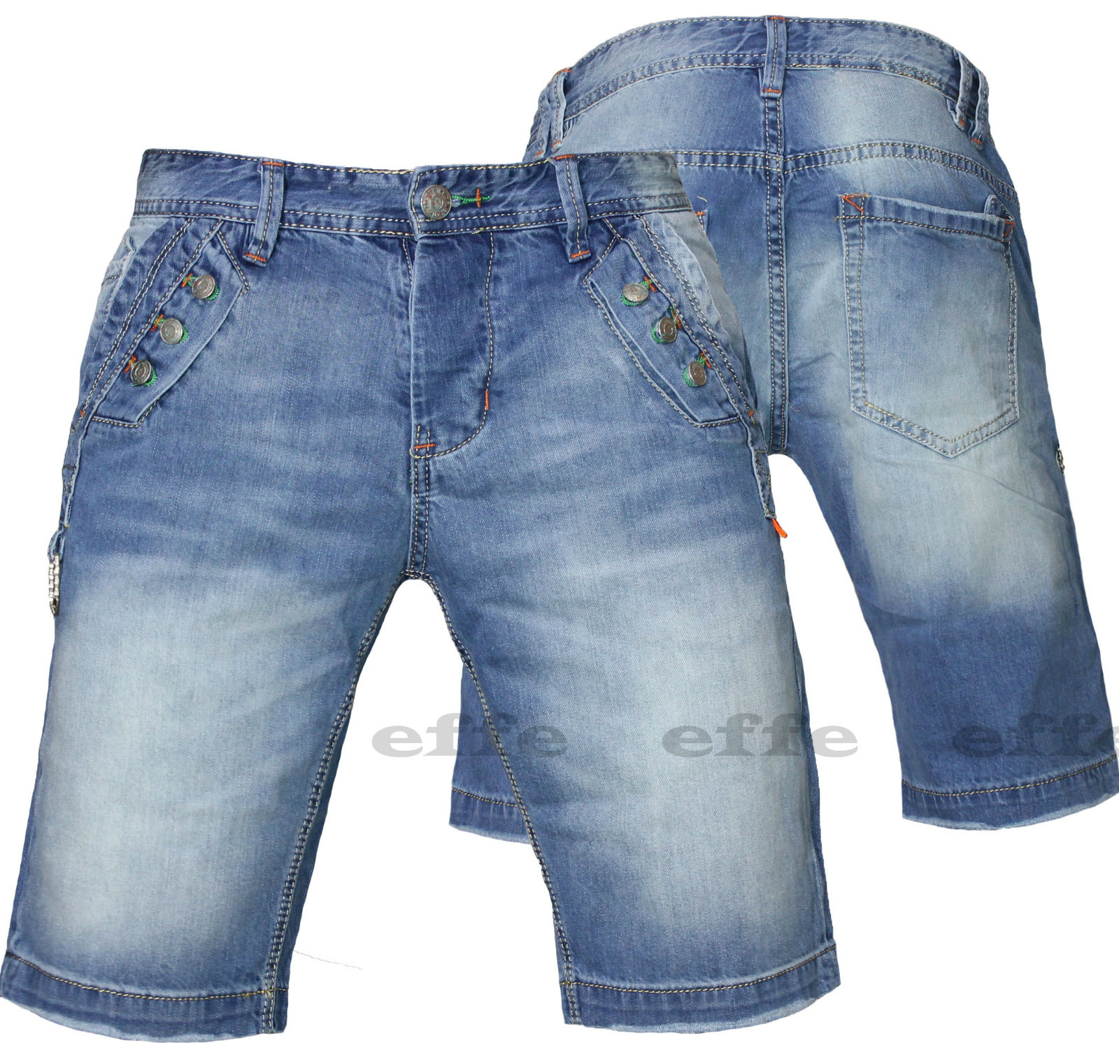 Mens Y.Two DENIM Regular Button Down Jeans Bermuda Shorts Size 42 44 46 48 50