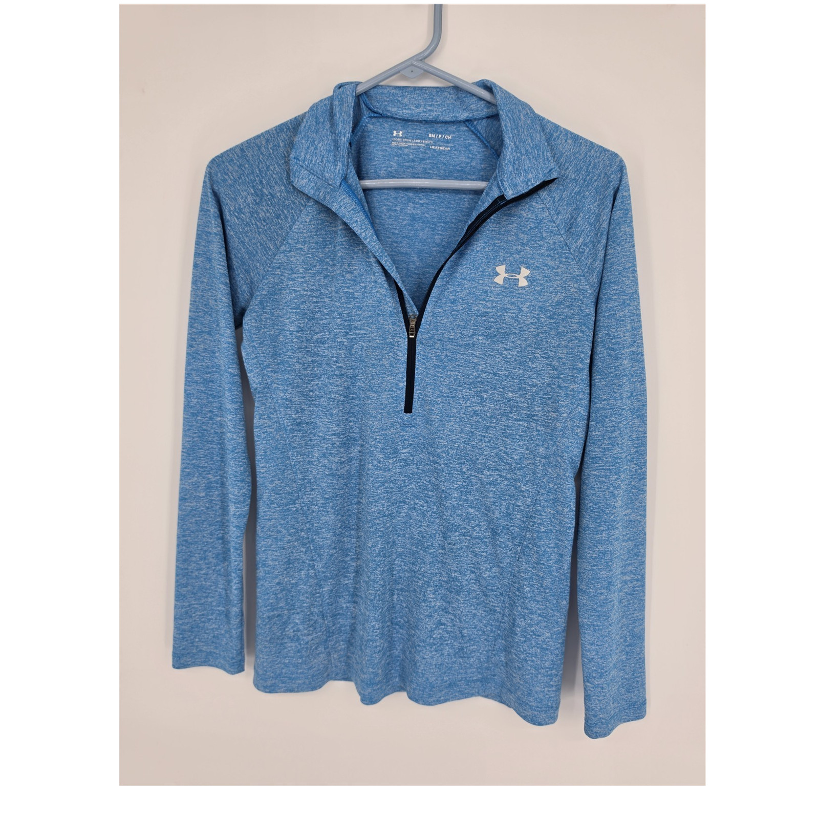 Under Armour HeatGear Men’s Blue Heathered 1/4 Zip Pullover Long Sleeve SM