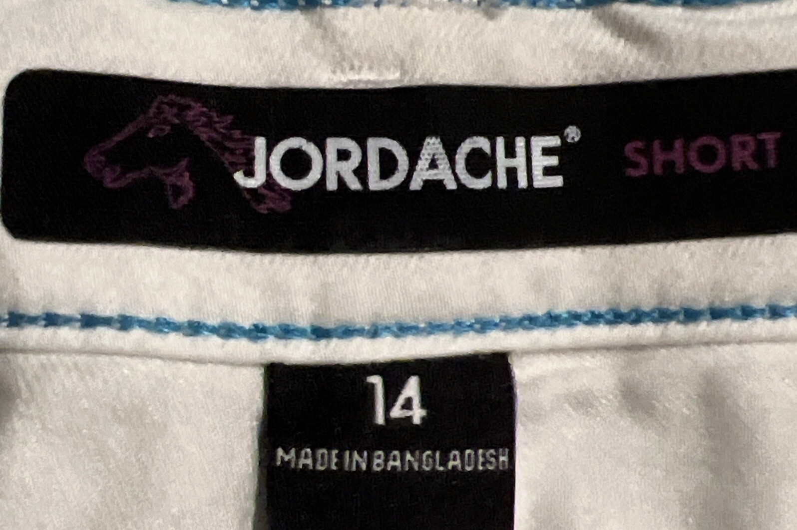 Girls Jordache White Adjustable Waist Glitter Embloidered W/Logo Shorts Size 14