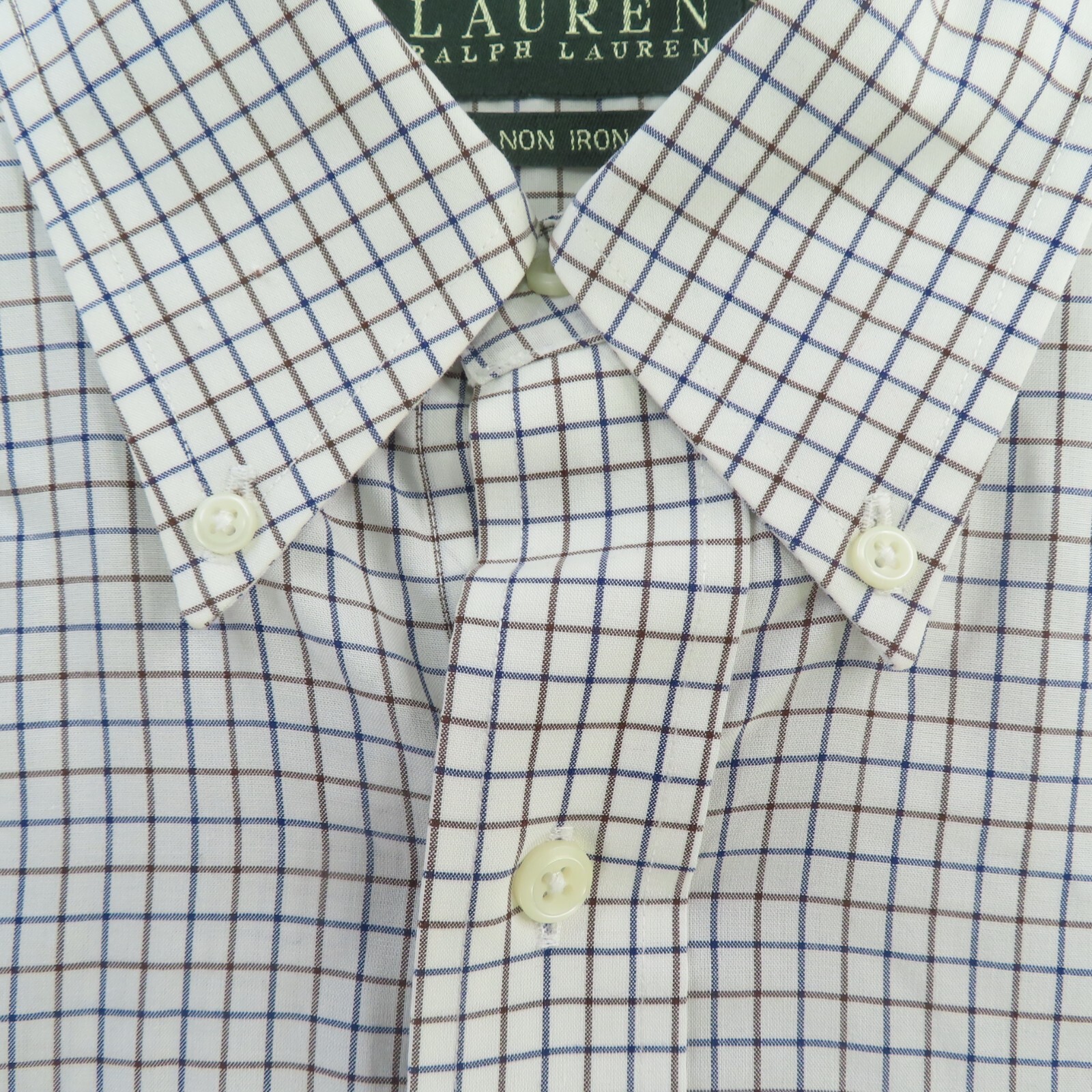 Lauren Ralph Lauren Shirt Mens Large 16.5 Black Brown Button Long Sleeve 34/35