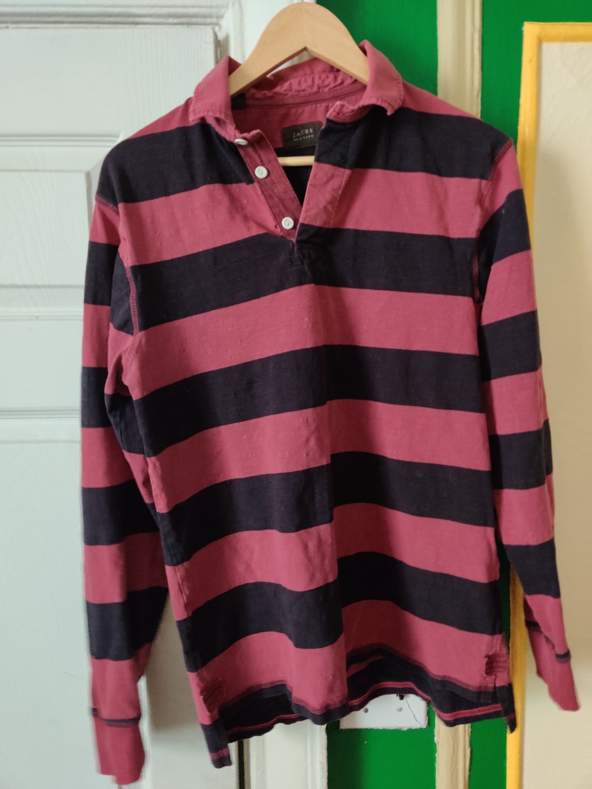 Jachs rugby striped shirt M crimson and black stripes