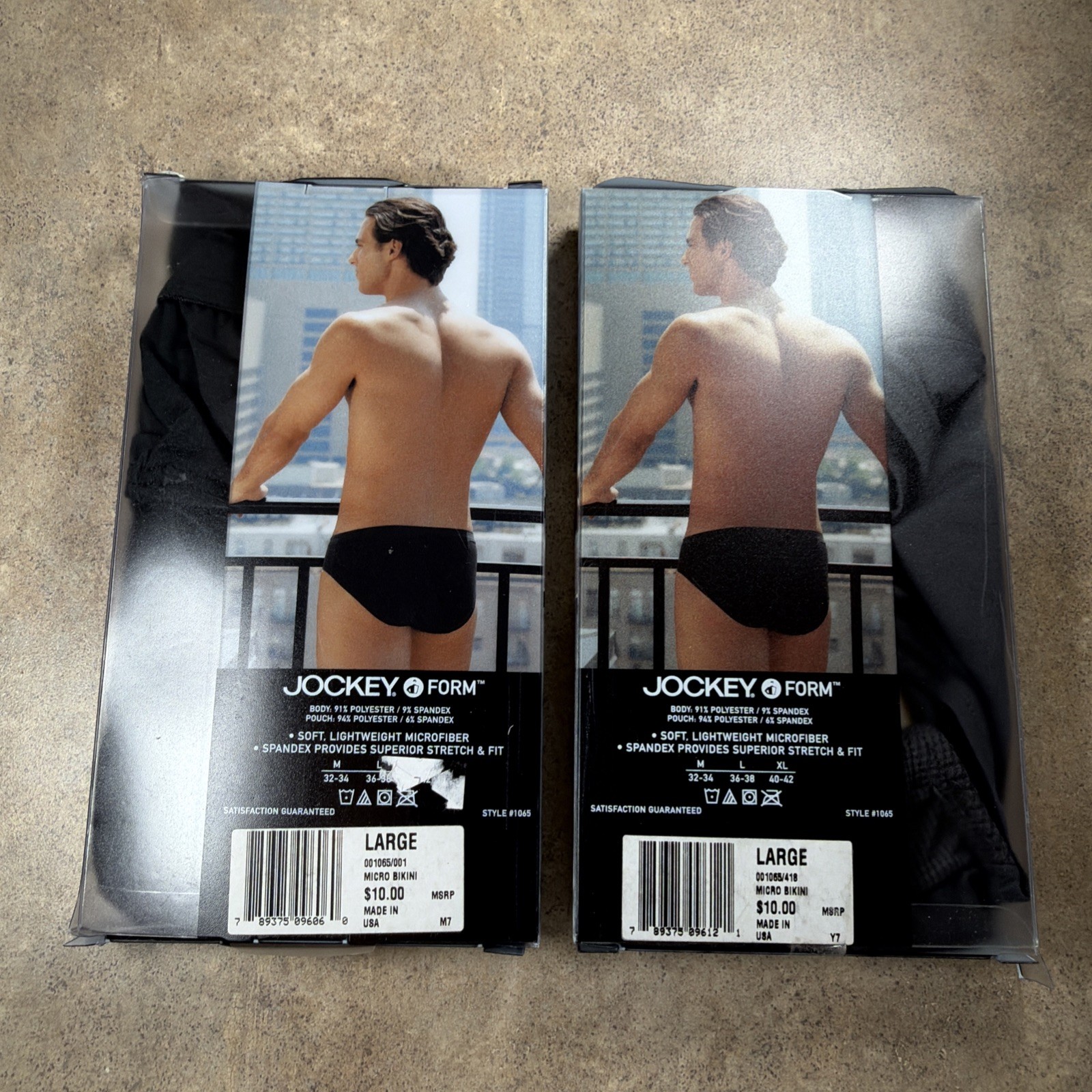 Vtg 2004 USA Jockey Form Mens Microfiber Bikini Briefs (2) Black & Gray OPEN Pkg