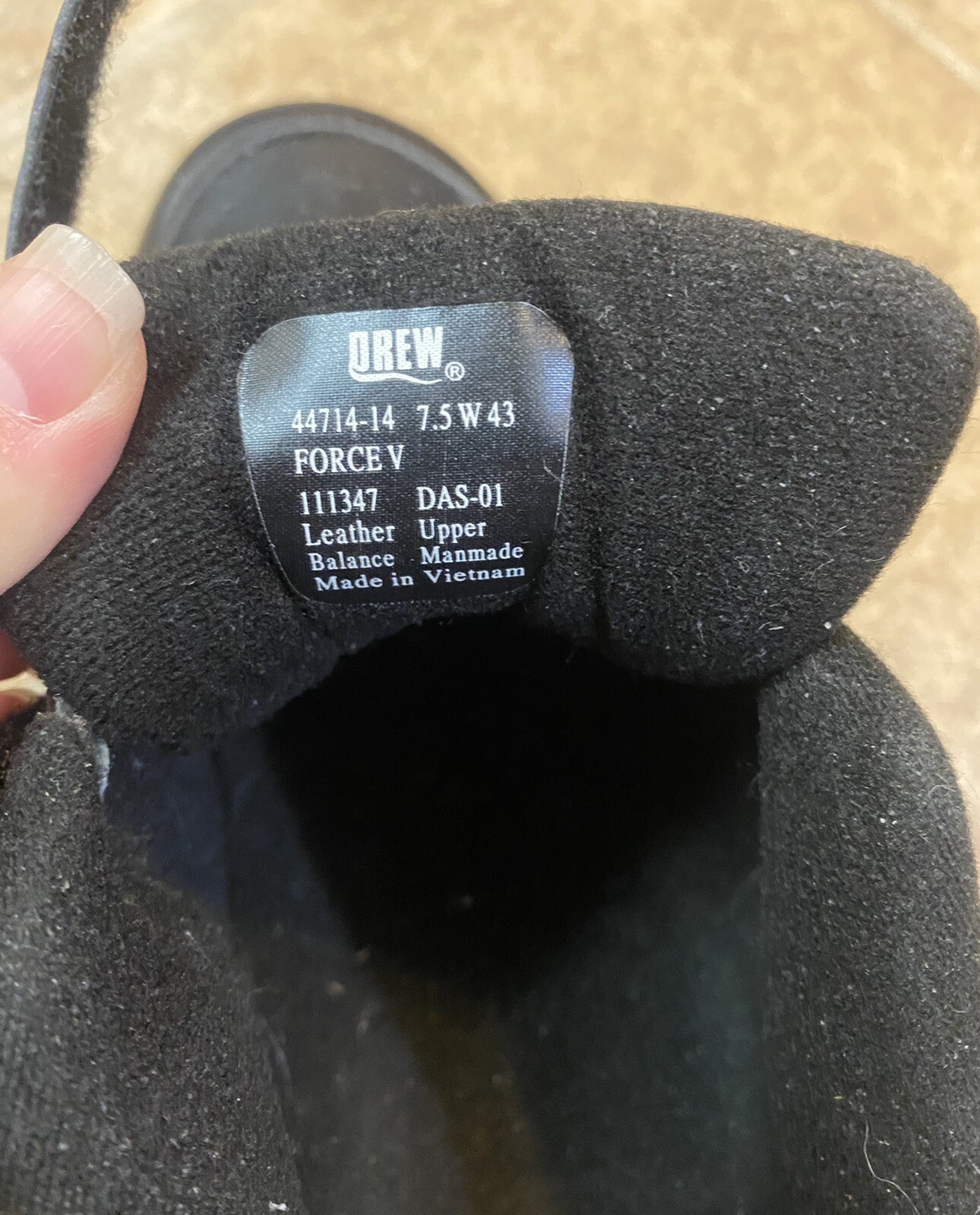 Drew 7.5W Shoe Mens Force V Adjustable Strap Black Walking Shoes