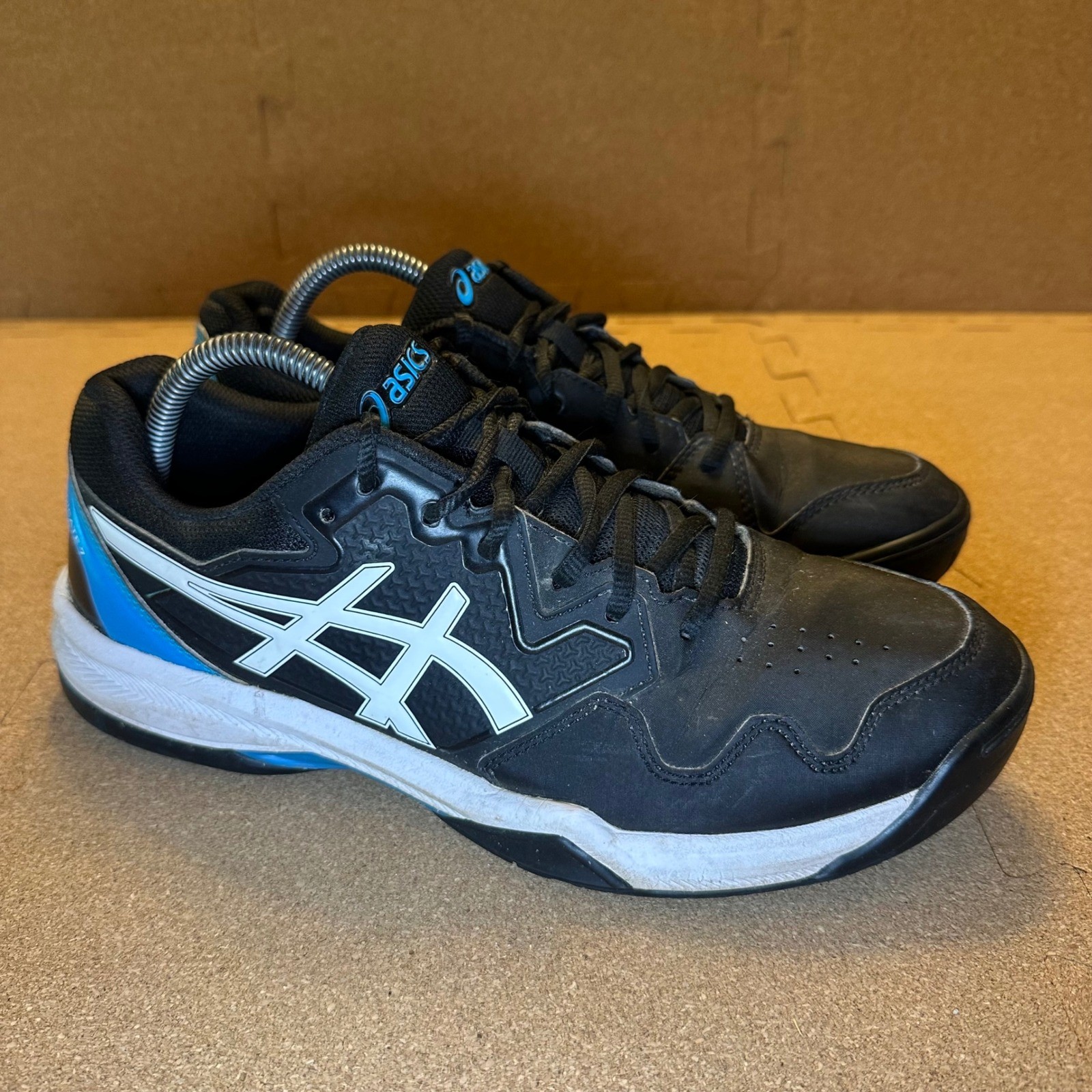Asics Gel-Dedicate 7 Mens Tennis Shoes Black White Blue 1041A223 Size 8.5