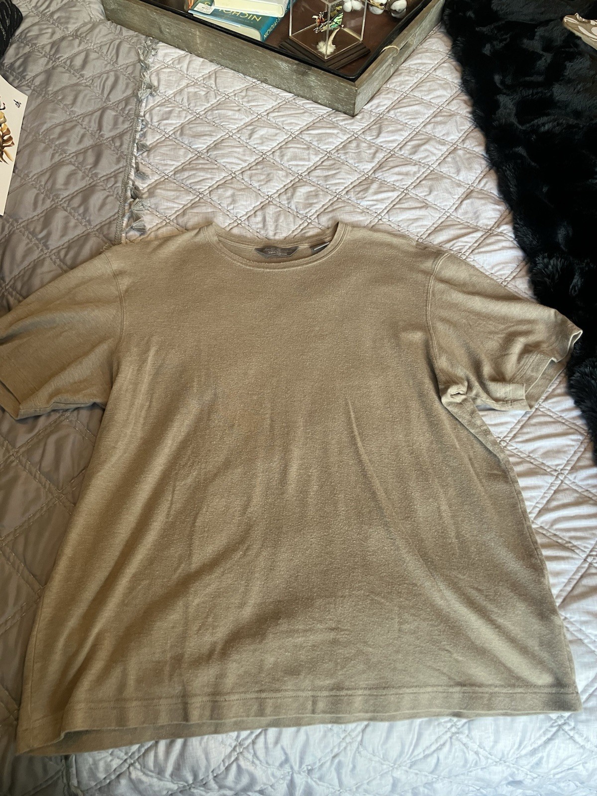 Daniel Cremieux Signature Collection Gray Tee Men’s L Pima Cotton Knit Crew Neck