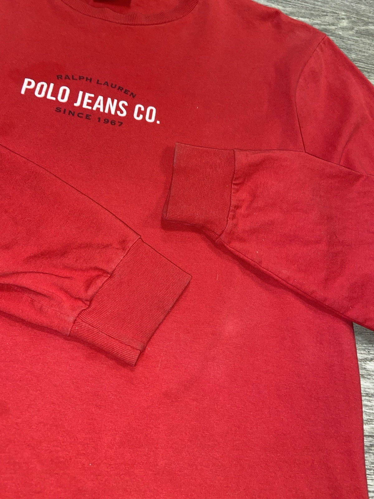 Vintage Red Polo Jeans Co. Ralph Lauren Long Sleeve T-Shirt Y2K Large