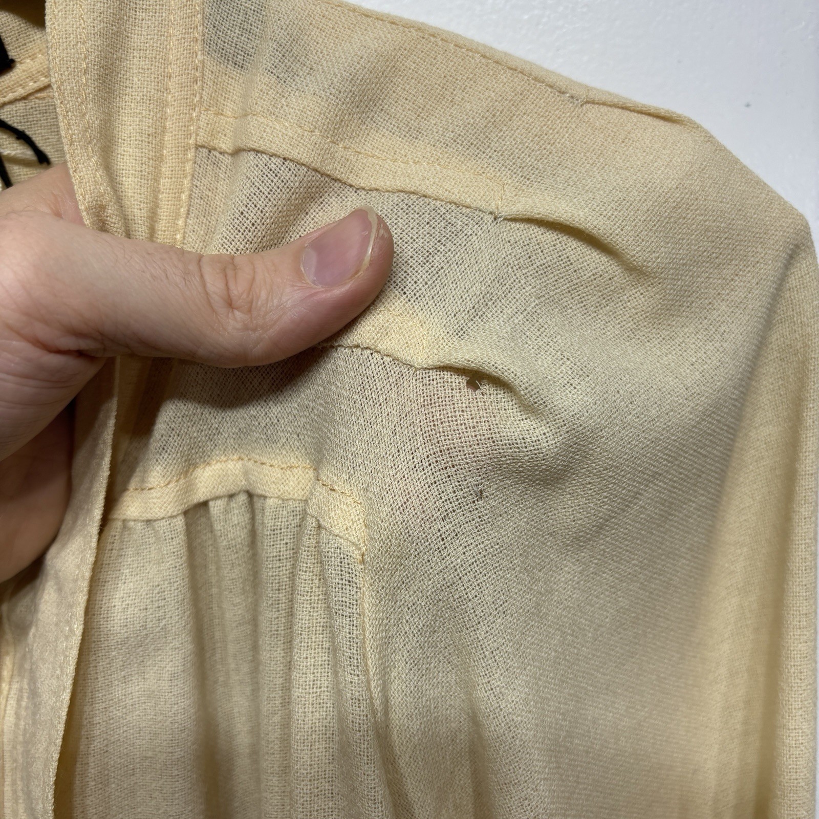 Jean Muir Dress Vintage Yellow Toggle Button Neck Tie Shoulder Padded UK 10