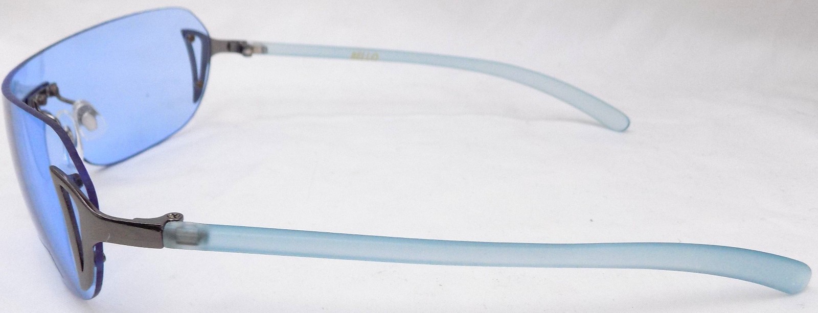 Ultra Stylish Rimless Blue Lens Sunglasses Silver Designer Look Lightweight