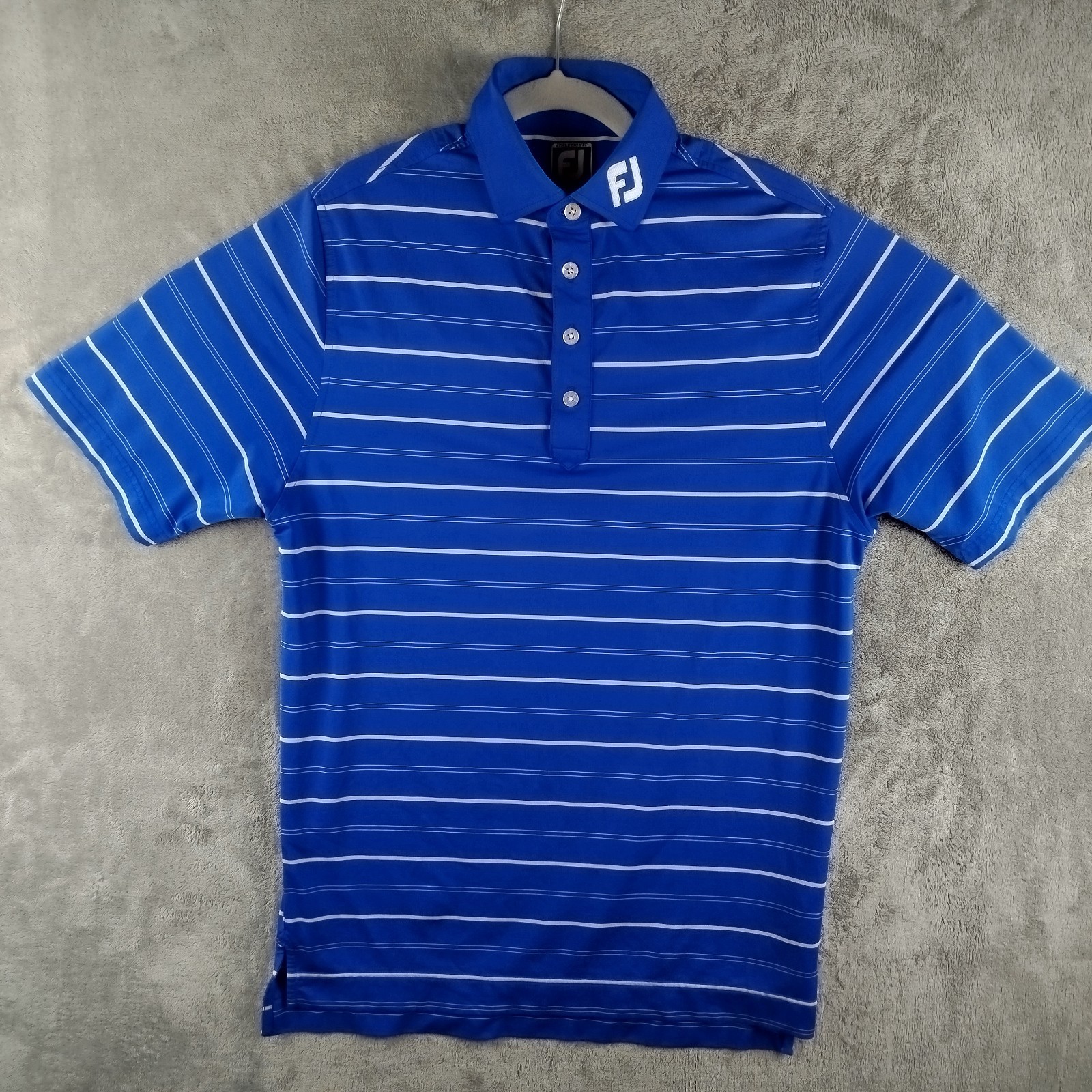 FootJoy Tour Issue Athletic Fit Polo Shirt Mens Small Blue Striped Stretch Golf