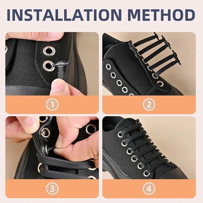 16PCS Silicone No Tie Shoelaces Elastic Rubber Shoe Laces for Sneakers