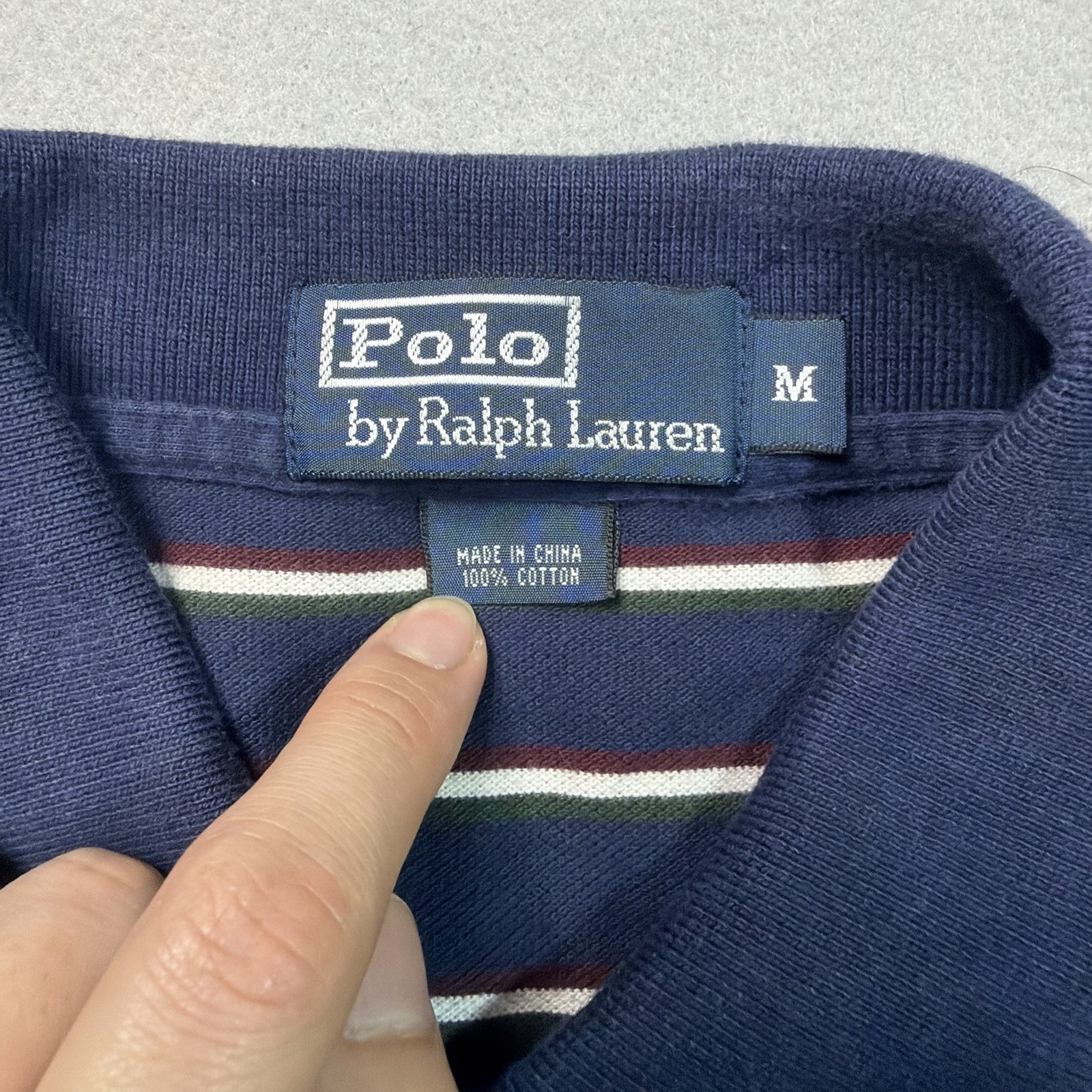 Ralph Lauren Polo Classic Blue White Stripe Pullover Shirt Size Medium