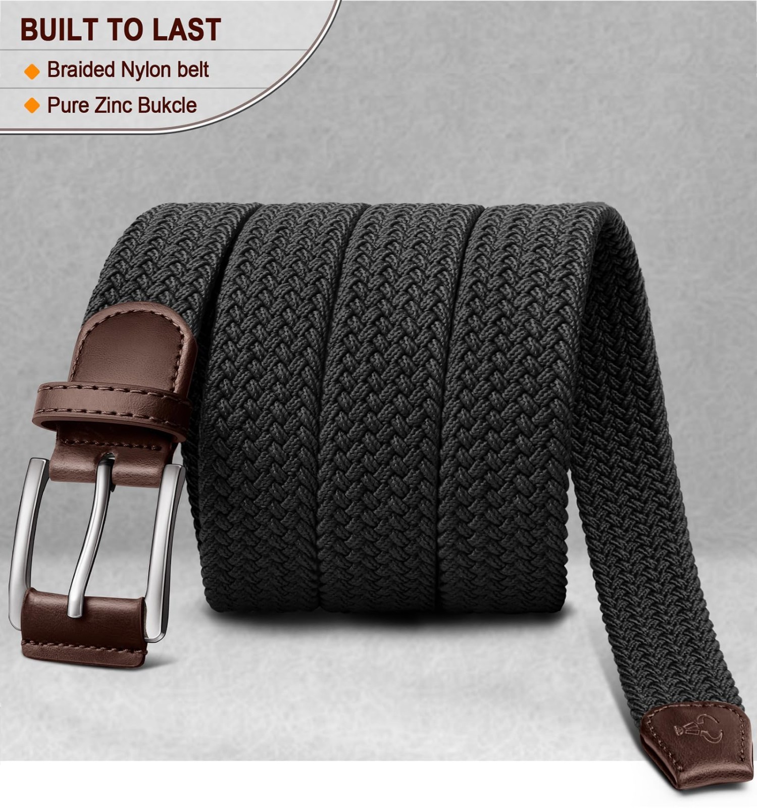 Woven Braided Stretch Web Belt 2-Pack for Men – Breathable, No Hole, Snug Fit –