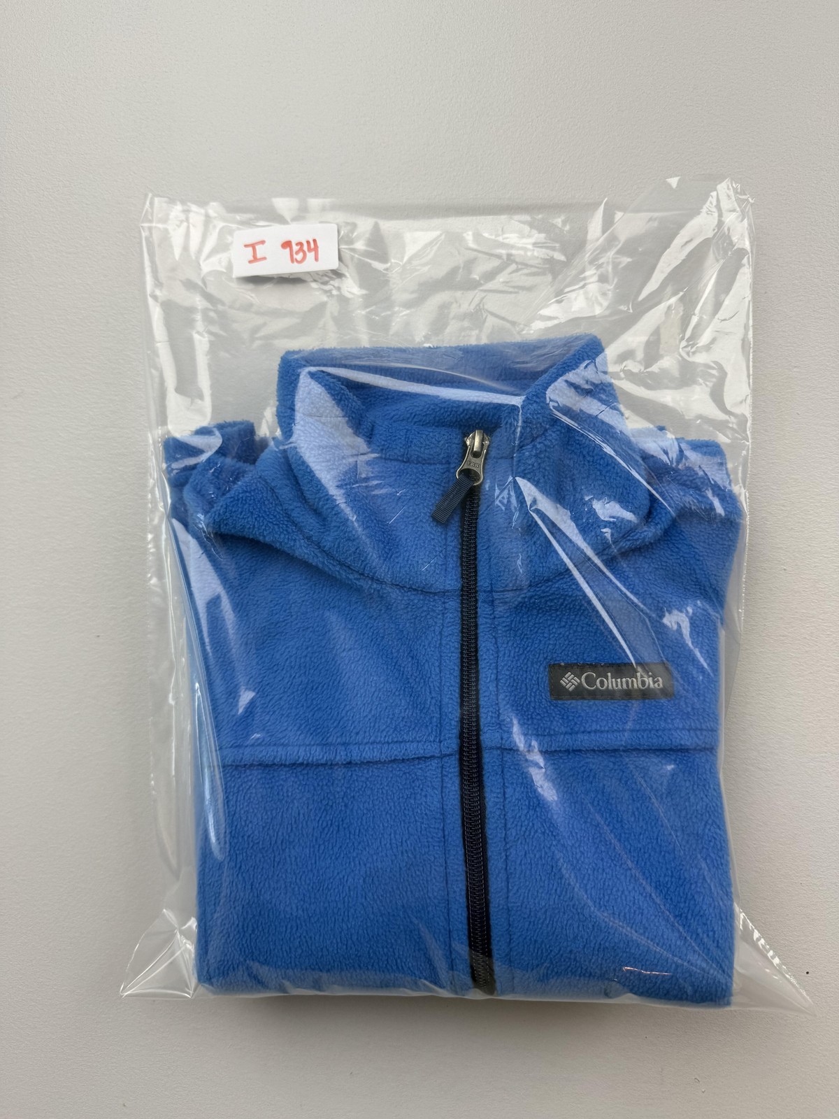 Columbia Fleece Jacket Youth Small Blue Full Zip Mock Neck Pockets Outdoor Warm