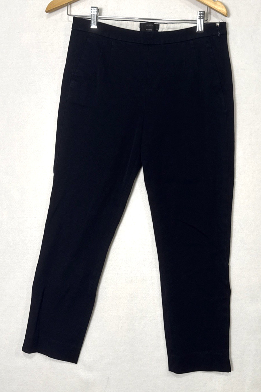 J Crew Black Martie Style Pants Sz 4 Flat Front Side-Zipper Closure Minimalist