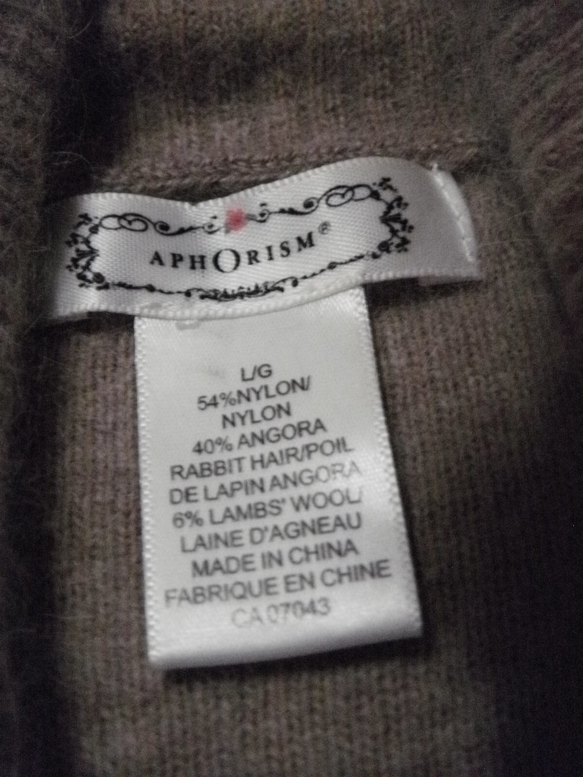 Aphorism Sweater Women L Tan Angora Rabbit Hair Wool Blend Shawl Long Sleeve