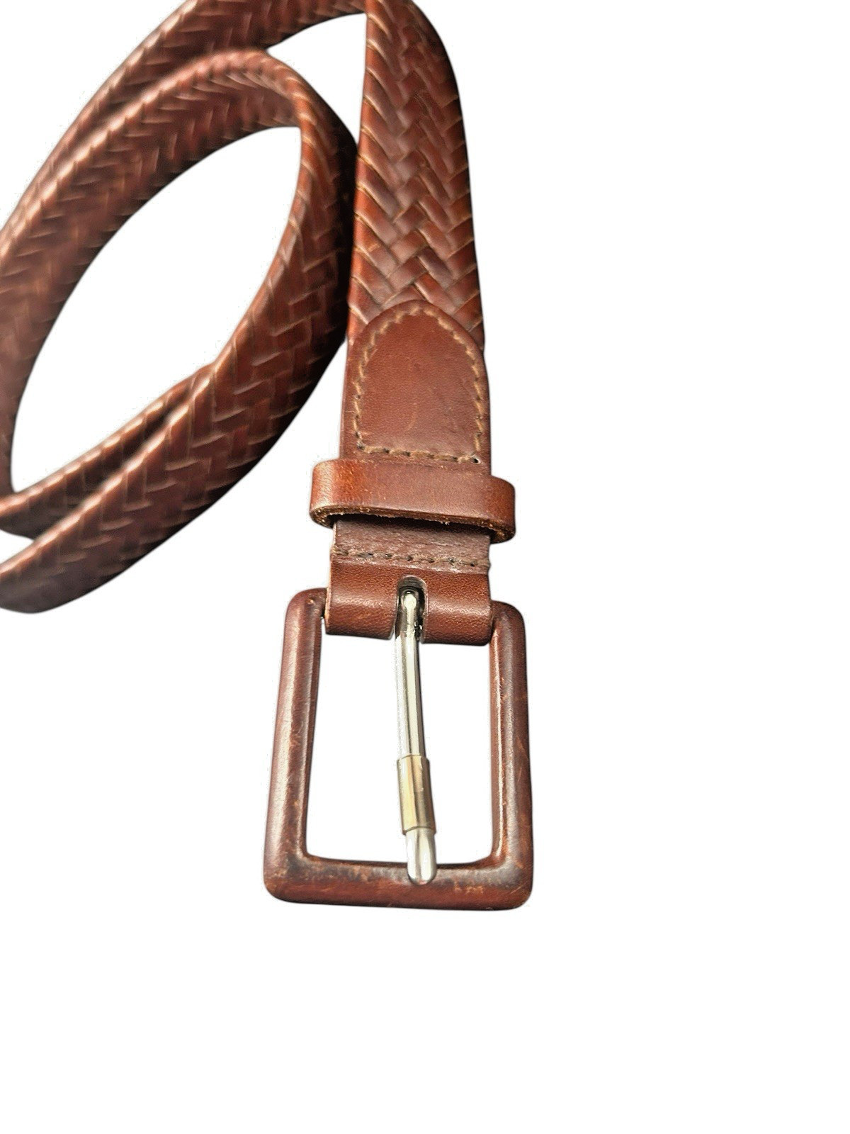 Talbot’s Vintage Brown Tightly Braided Leather Belt Ladies Size Small 1″x36″