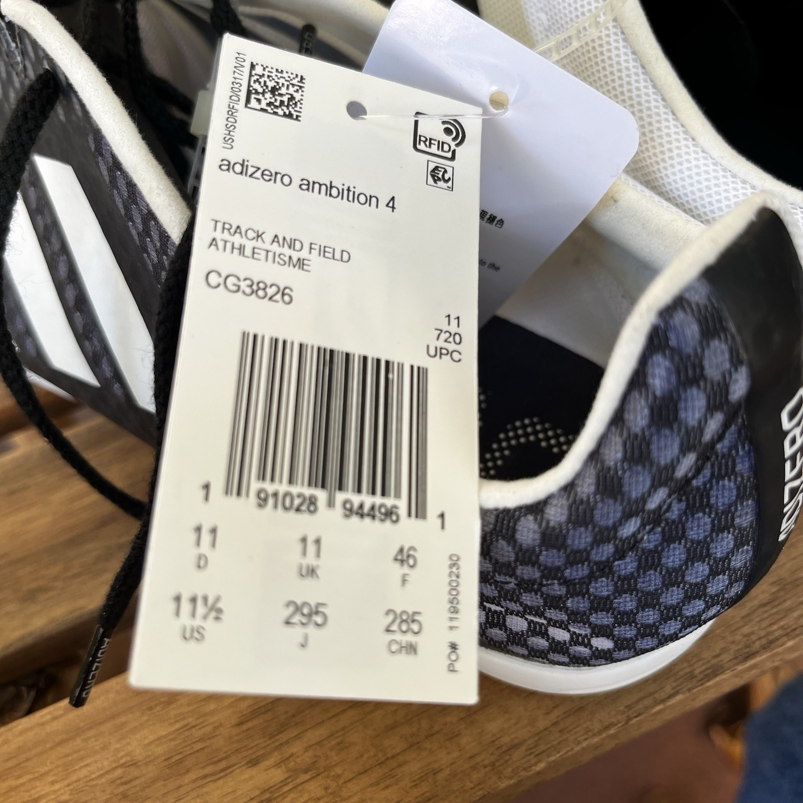 Adidas Track Shoes Mens 11.5 Black White Adizero Ambition 4 Cleat Running Core