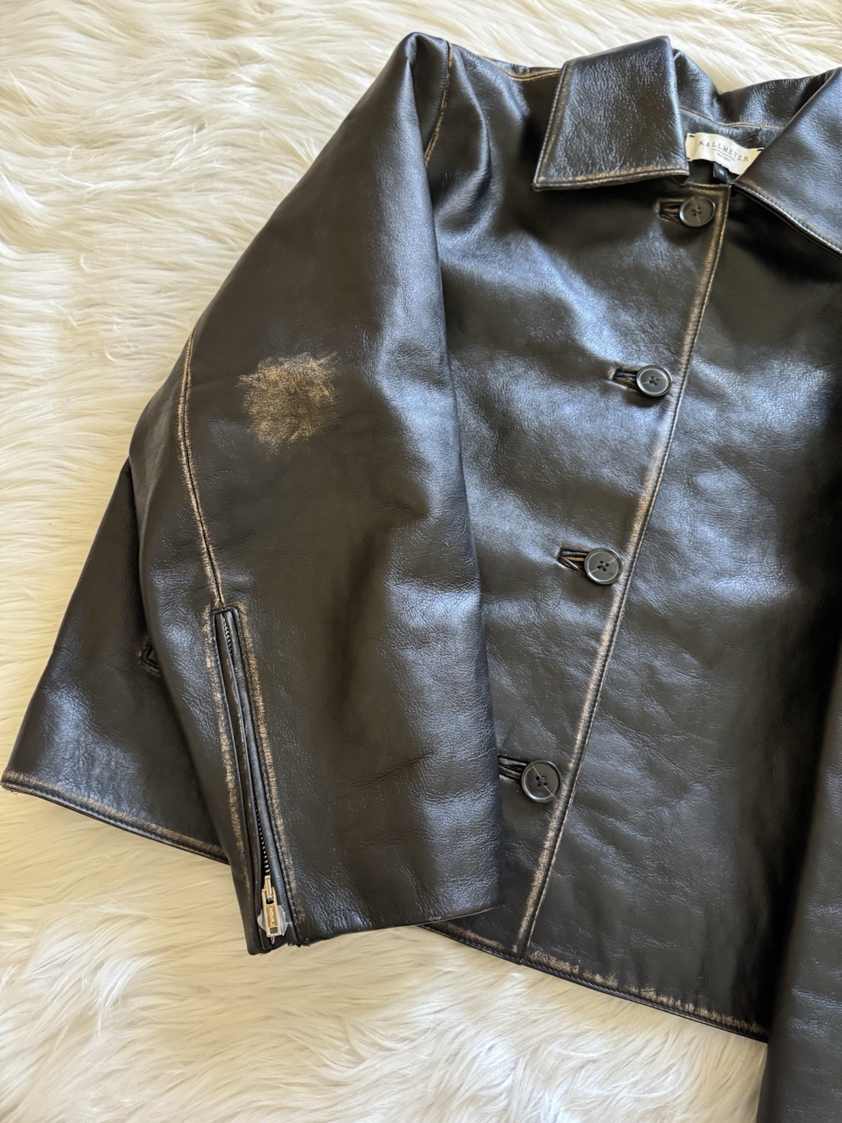 Kallmeyer Remi Cropped Jacket Leather Black Distressed Medium