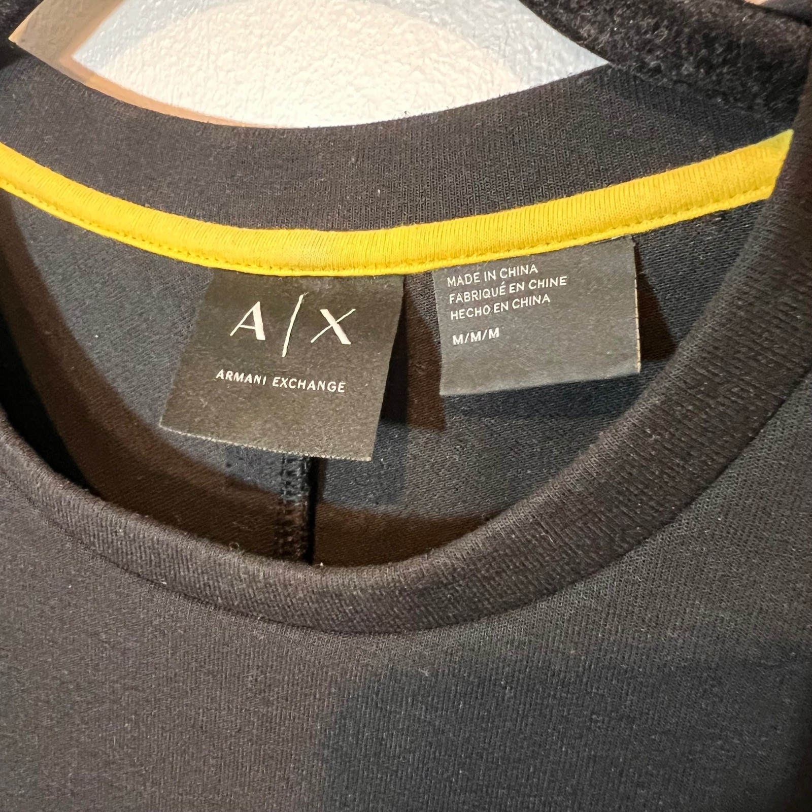 Armani Exchange A|X Embossed AX Logo Black Mens Pullover Sweatshirt Casual Med