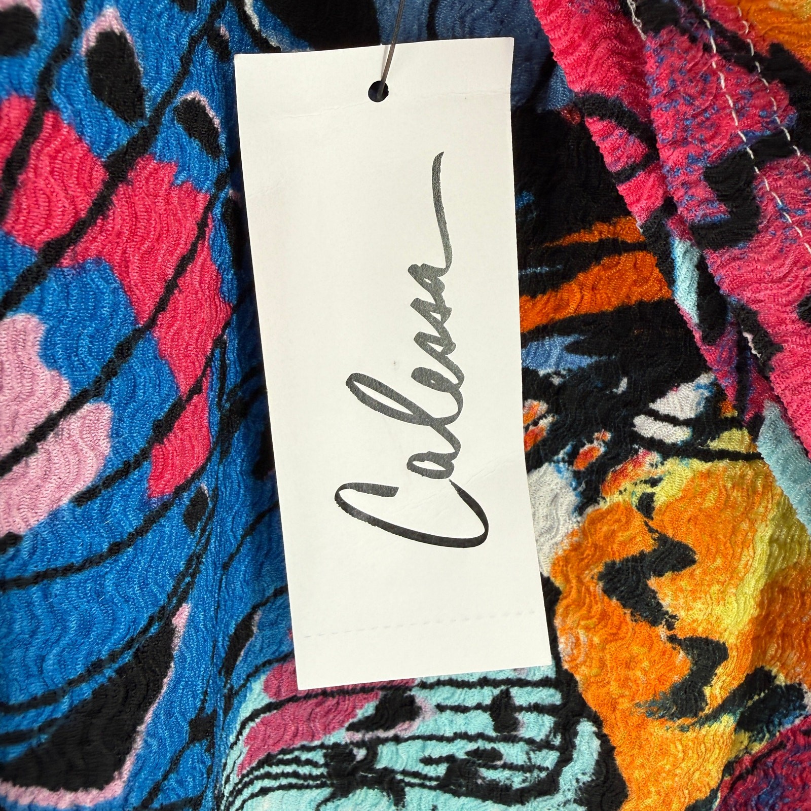 Calessa Crinkled Butterfly Print Tunic Shirt Plus Size 2X Art To Wear Textured
