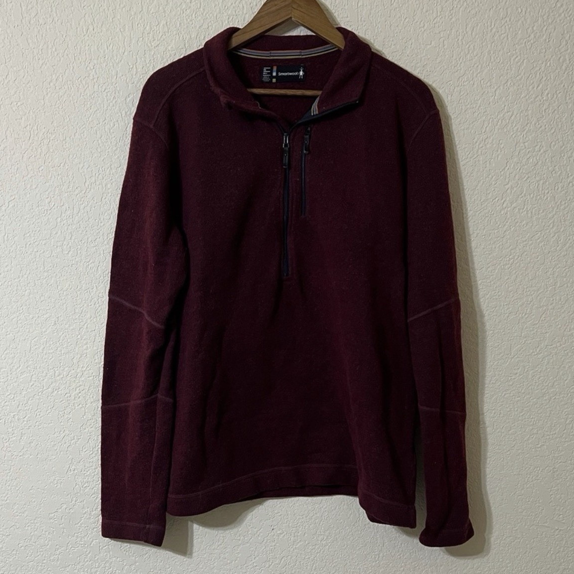 Smartwool Men’s XL 1/2 Zip Recycled Wool Pullover Hiking Gorpcore Burgundy