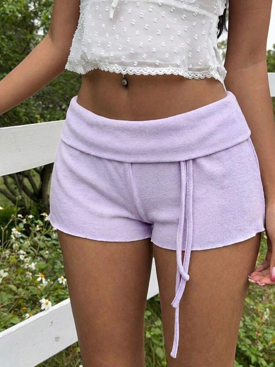 White Cotton Mini Shorts Women Casual Elastic Waist Summer Shorts