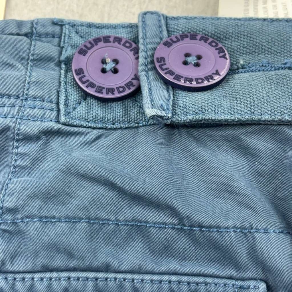 SuperDry Tokyo Pants Mens Large Blue Cotton Flat Front Cargo Neiman Marcus NWT