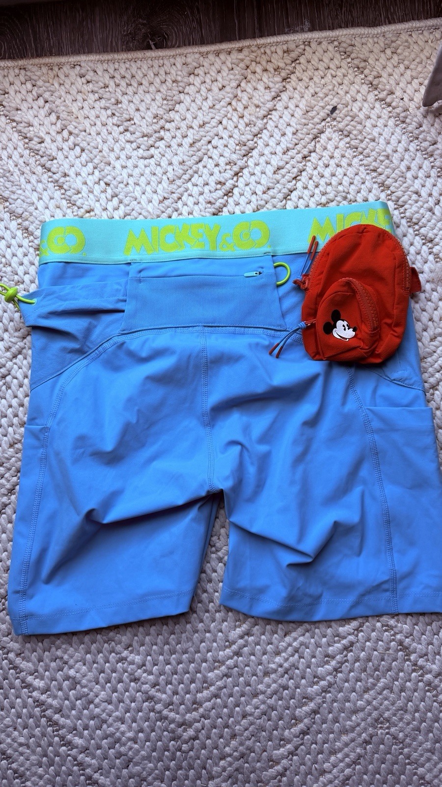 Disney Outdoor Voices Blue Athletic Shorts L NWT Mickey Pockets 8″
