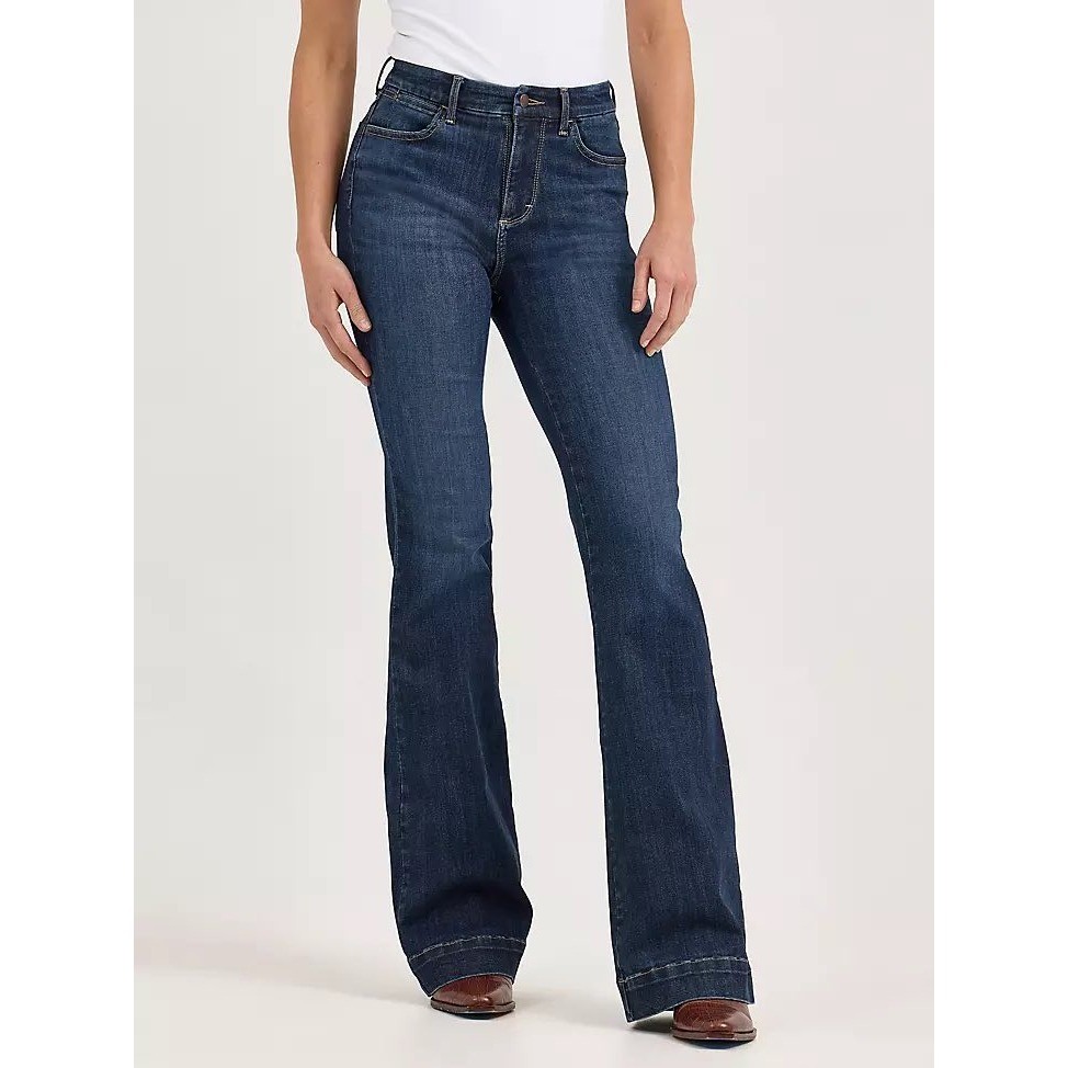 Wrangler Bespoke Trouser Flare Jeans Dark Wash High Rise Plus Size 21/22×32