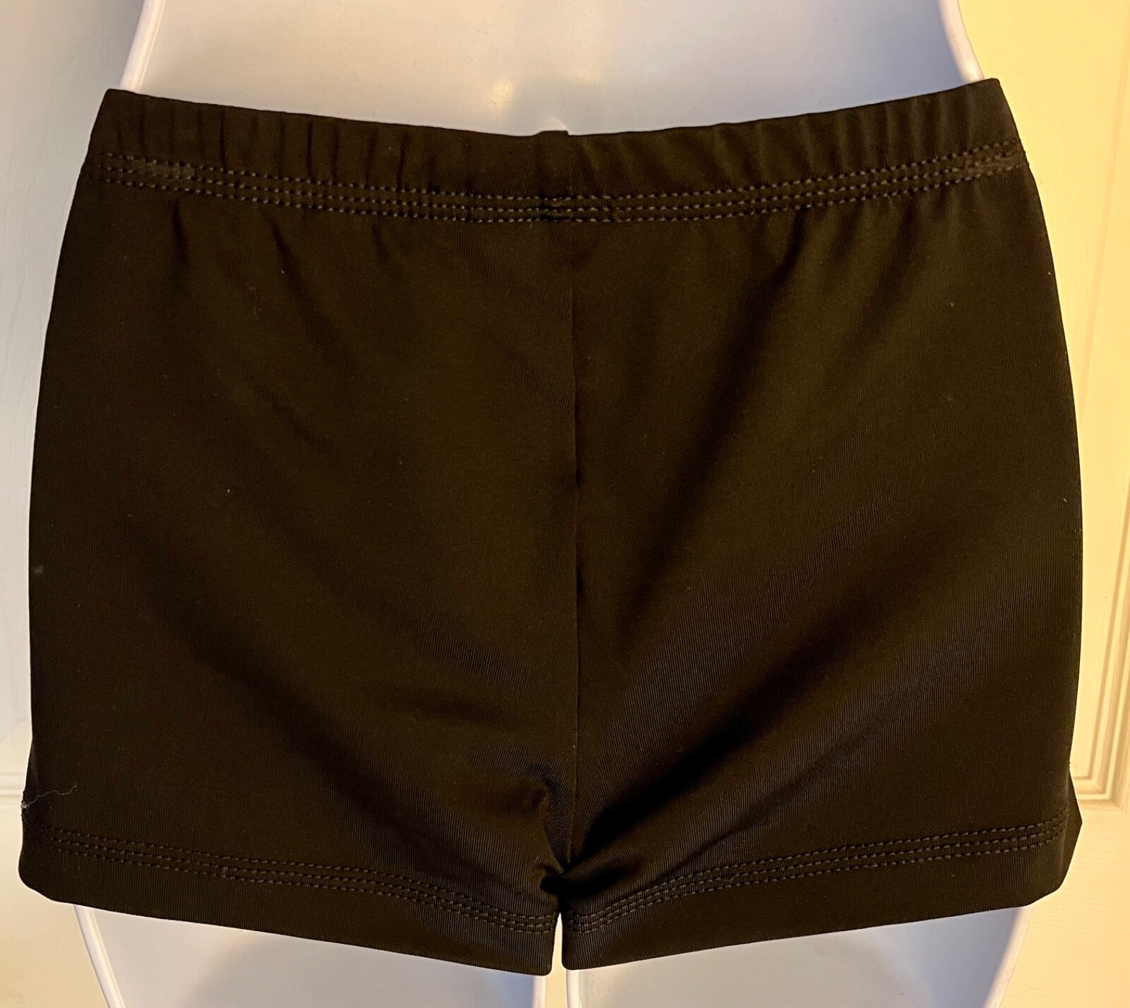 GK CHEER ADULT LARGE MICRO MINI BLACK NYLON/SPAN YELLOW MESH GYM DANCE SHORTS AL