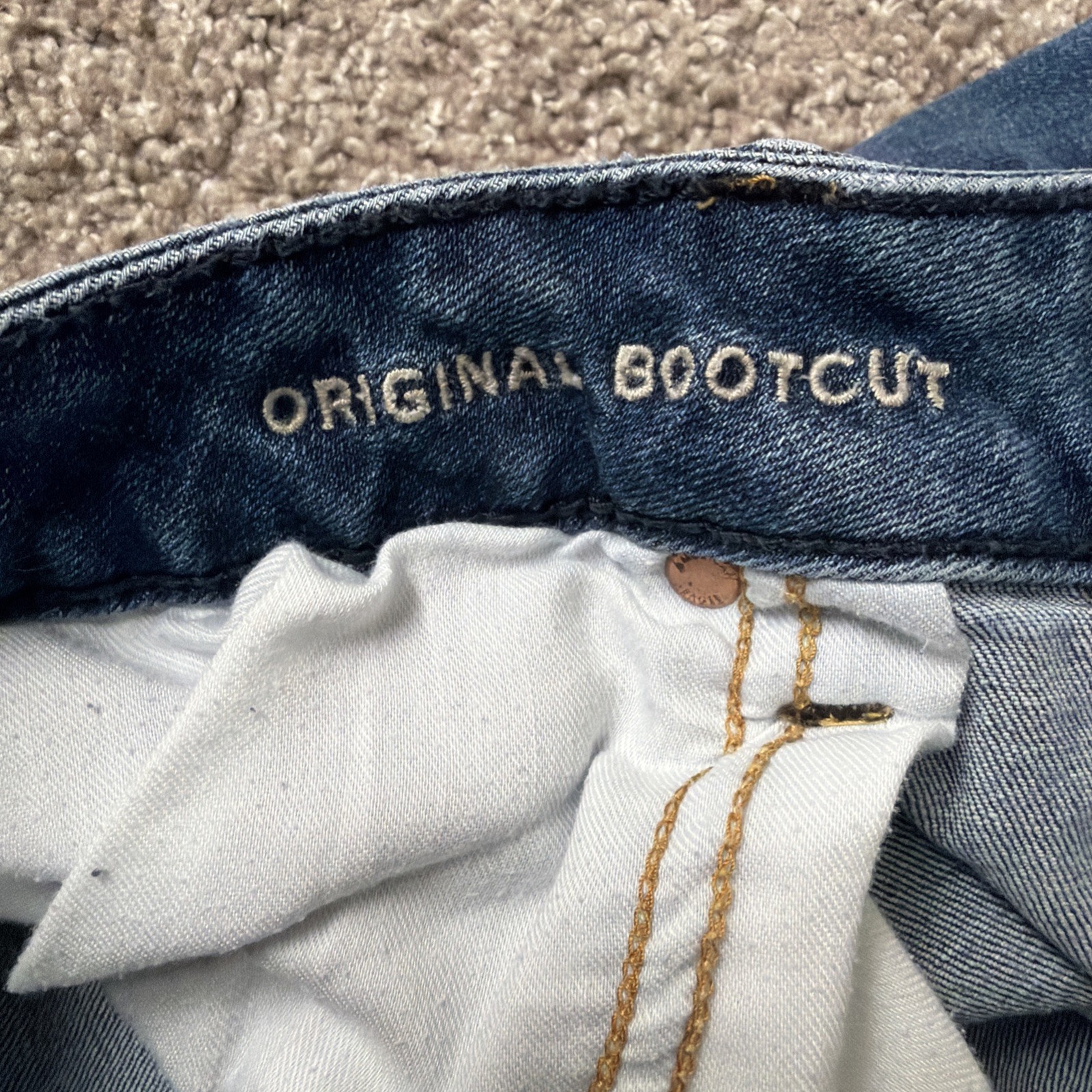 American Eagle Men’s Original Bootcut 32×34 Blue Stretch Jeans Distressed
